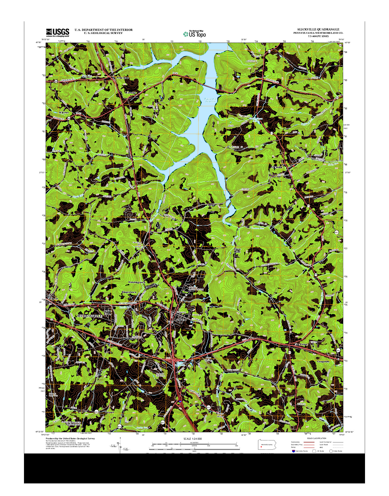 USGS US TOPO 7.5-MINUTE MAP FOR SLICKVILLE, PA 2013