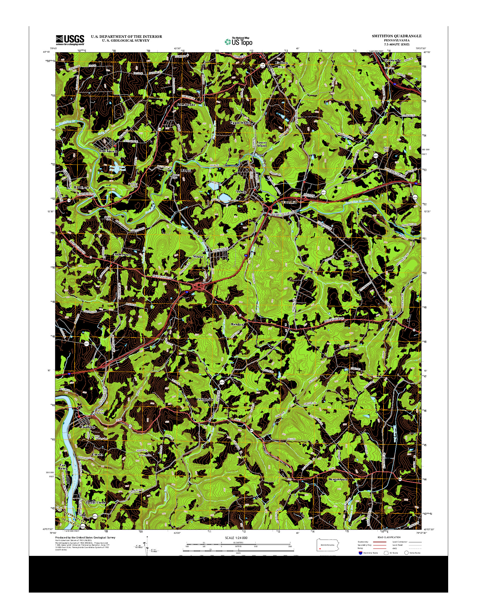 USGS US TOPO 7.5-MINUTE MAP FOR SMITHTON, PA 2013