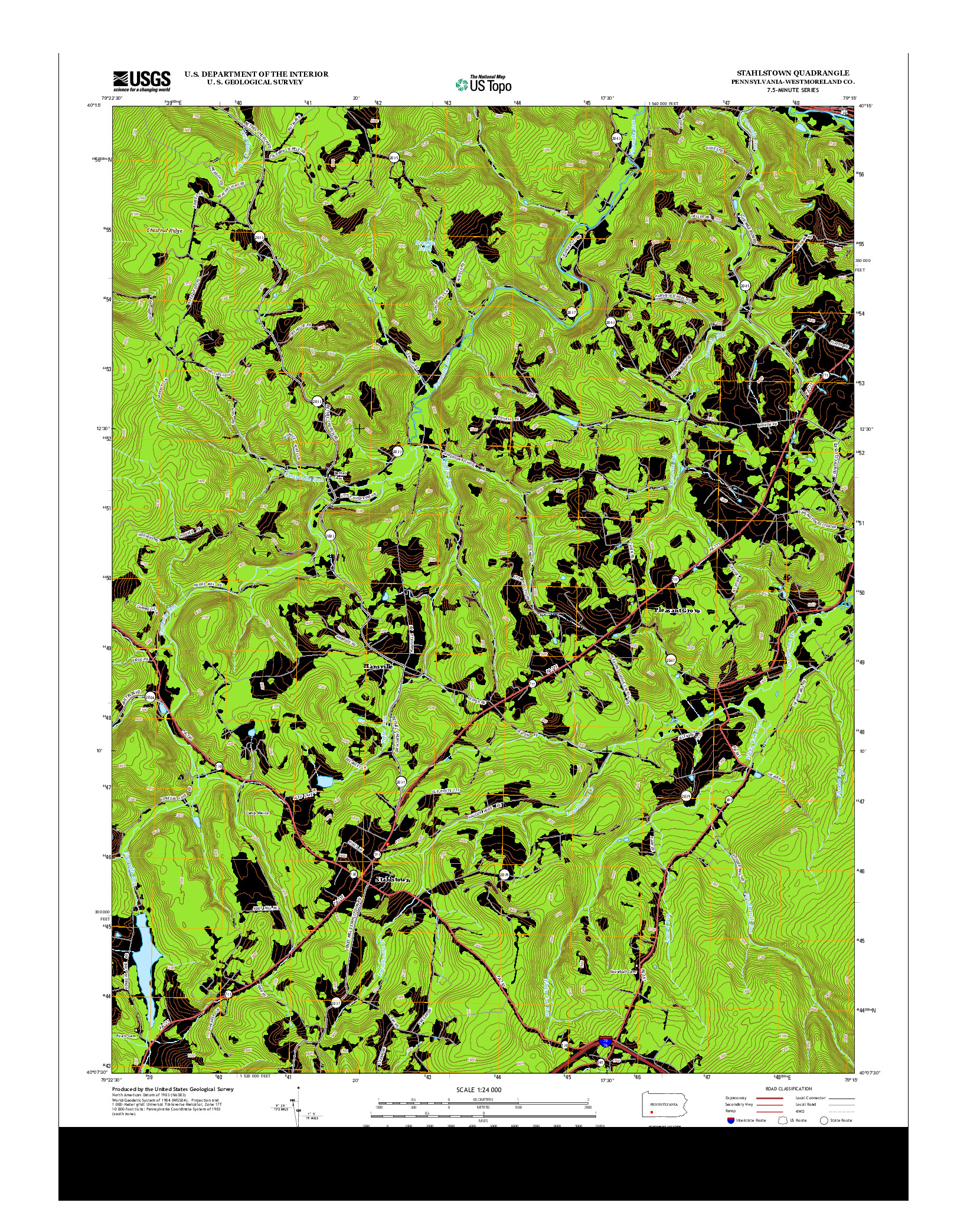 USGS US TOPO 7.5-MINUTE MAP FOR STAHLSTOWN, PA 2013