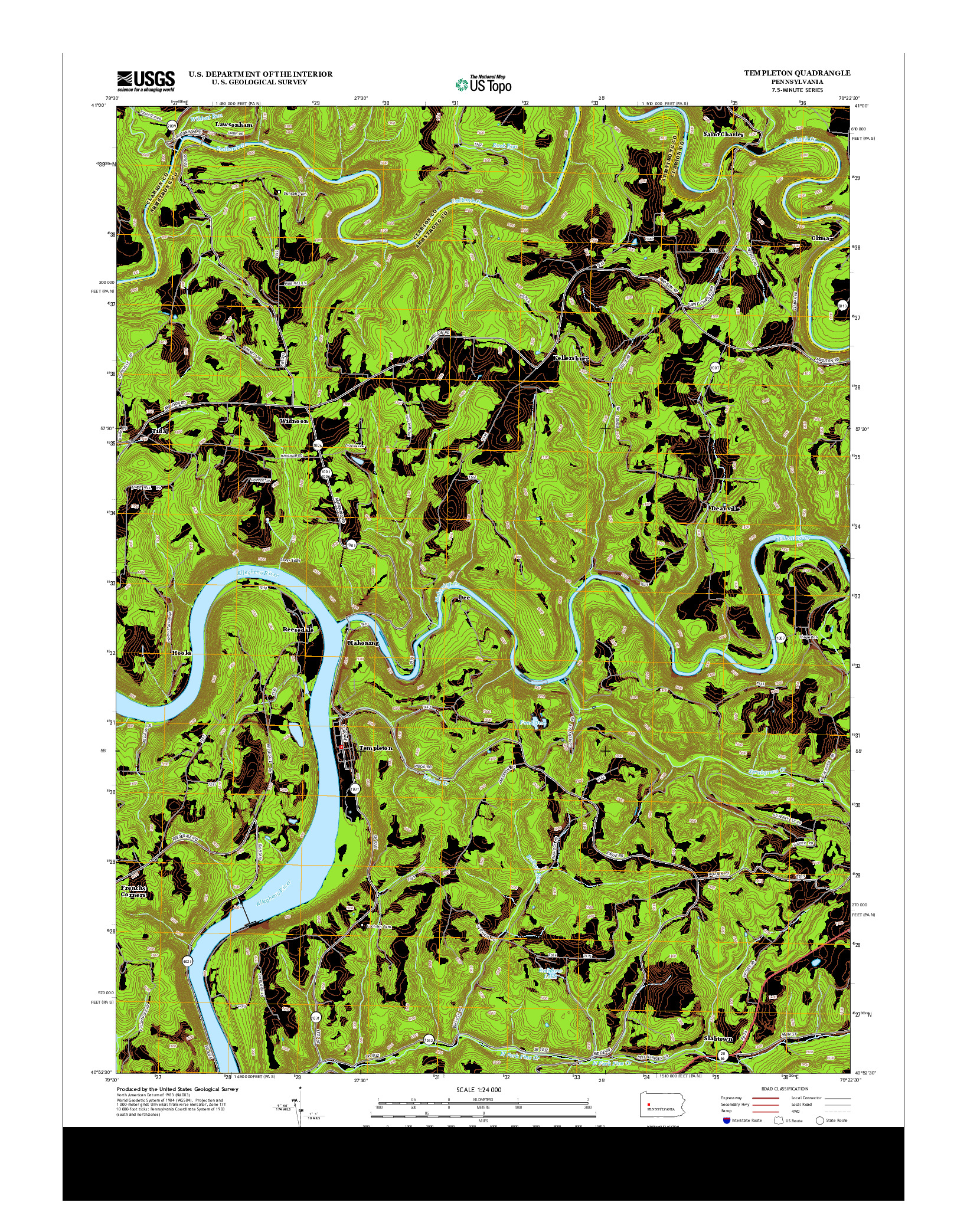 USGS US TOPO 7.5-MINUTE MAP FOR TEMPLETON, PA 2013