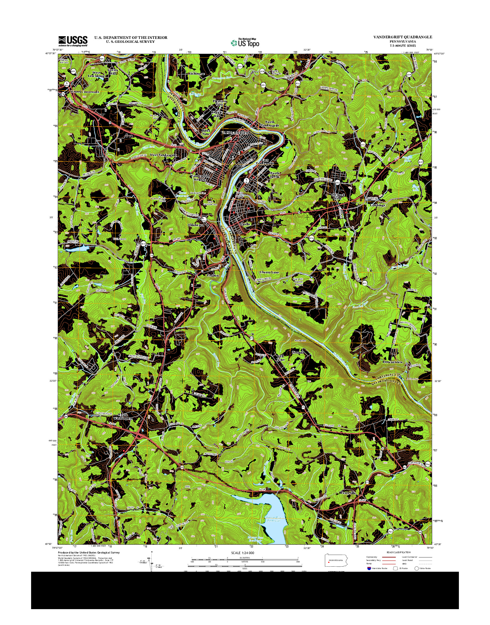 USGS US TOPO 7.5-MINUTE MAP FOR VANDERGRIFT, PA 2013