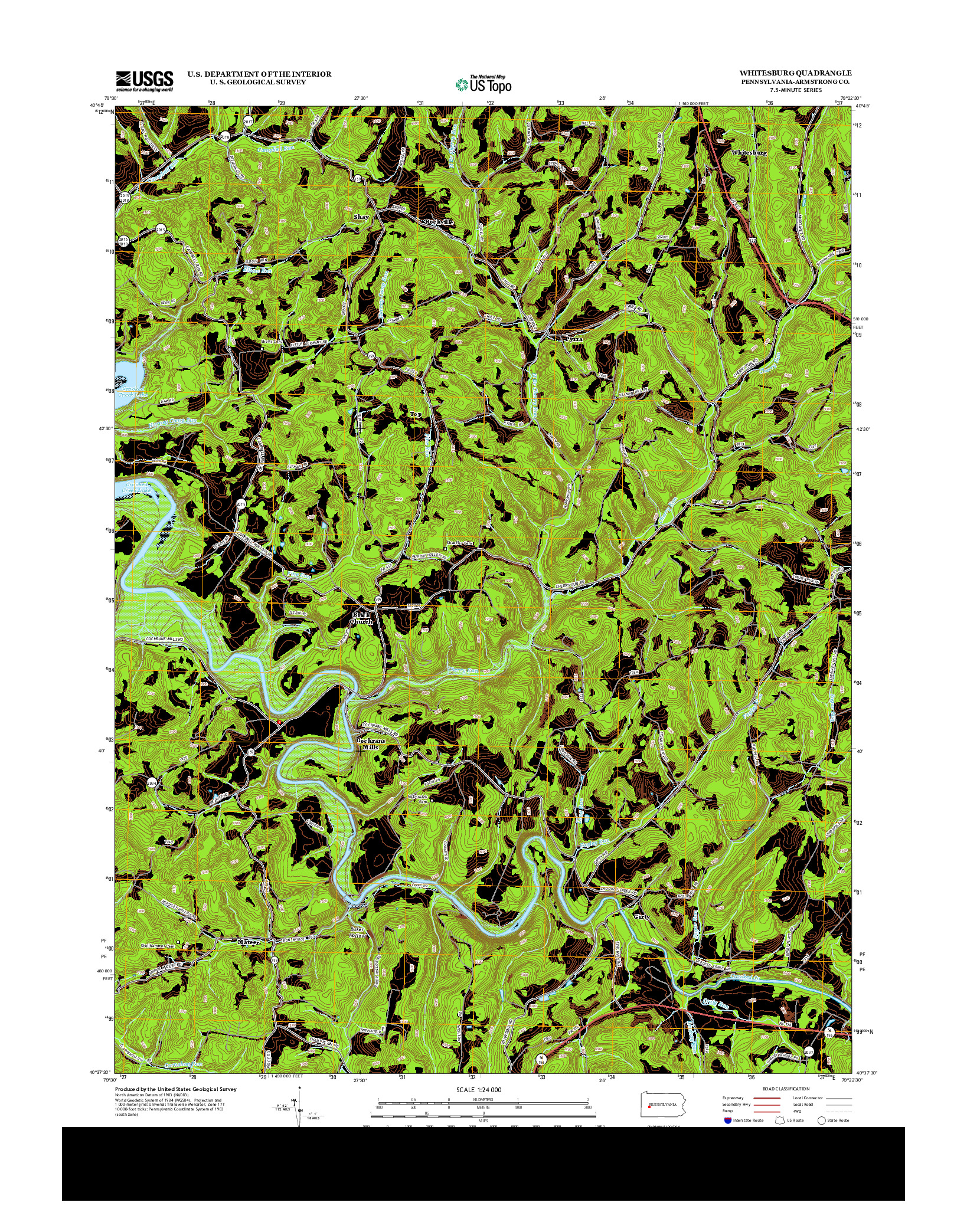 USGS US TOPO 7.5-MINUTE MAP FOR WHITESBURG, PA 2013