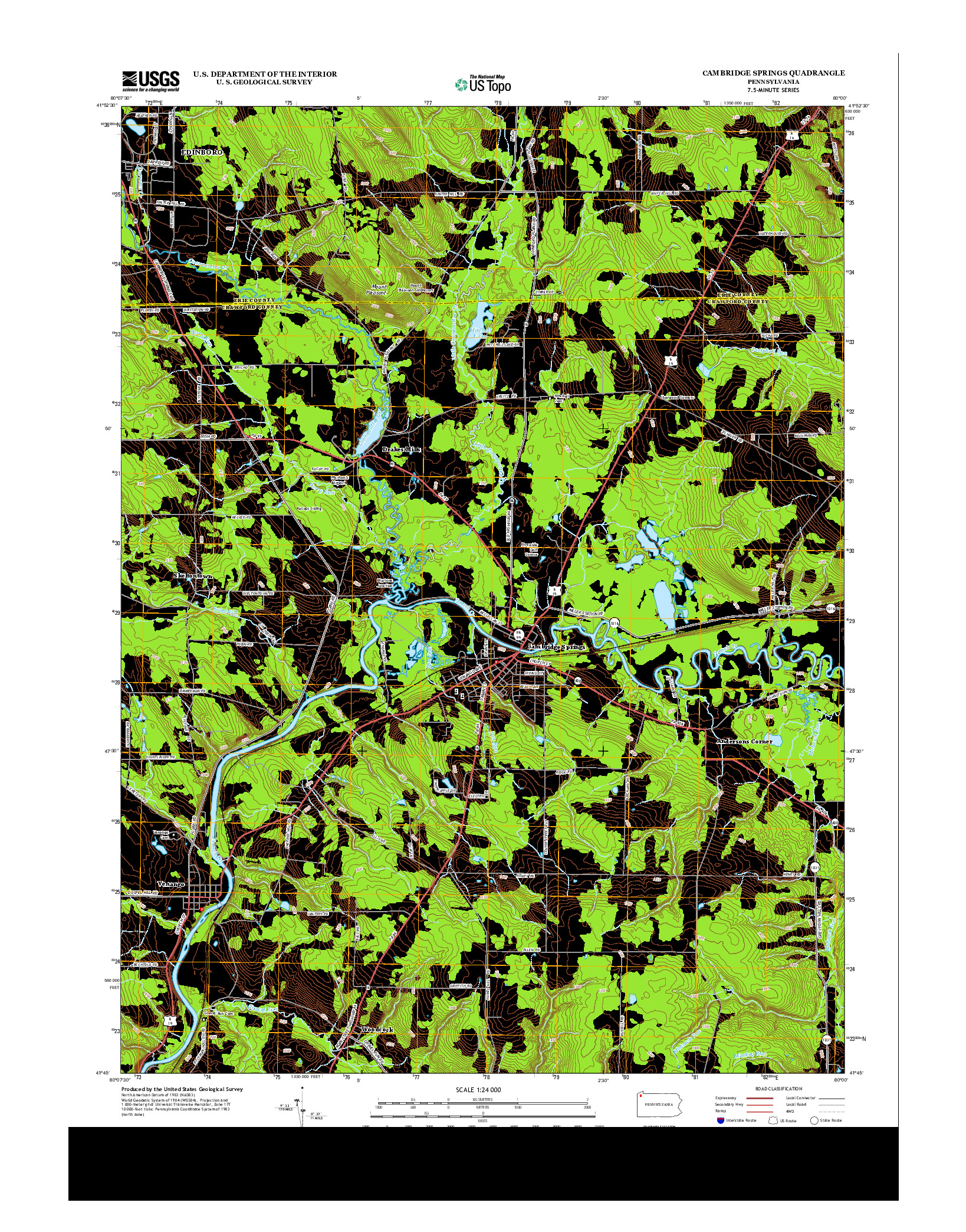 USGS US TOPO 7.5-MINUTE MAP FOR CAMBRIDGE SPRINGS, PA 2013