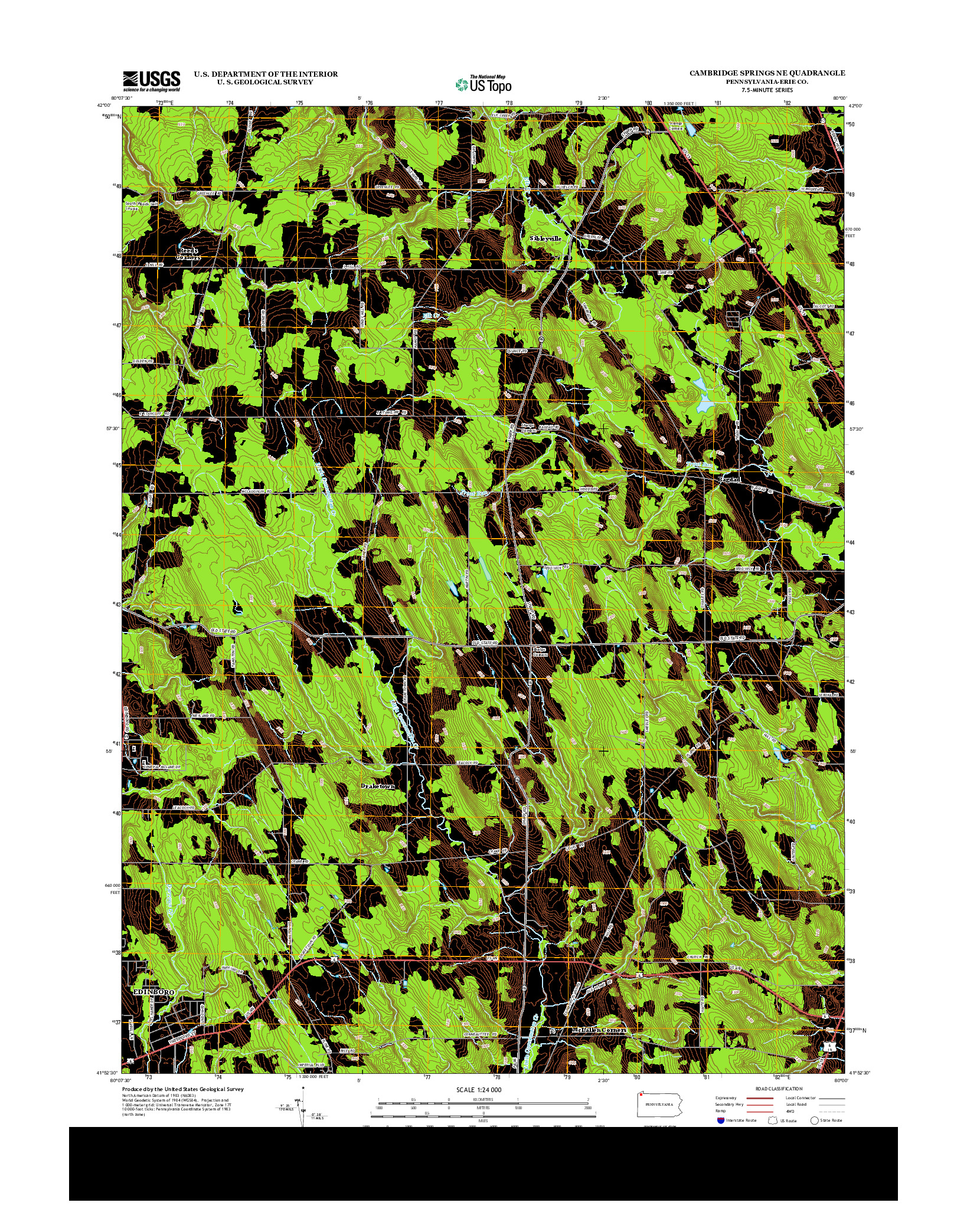 USGS US TOPO 7.5-MINUTE MAP FOR CAMBRIDGE SPRINGS NE, PA 2013