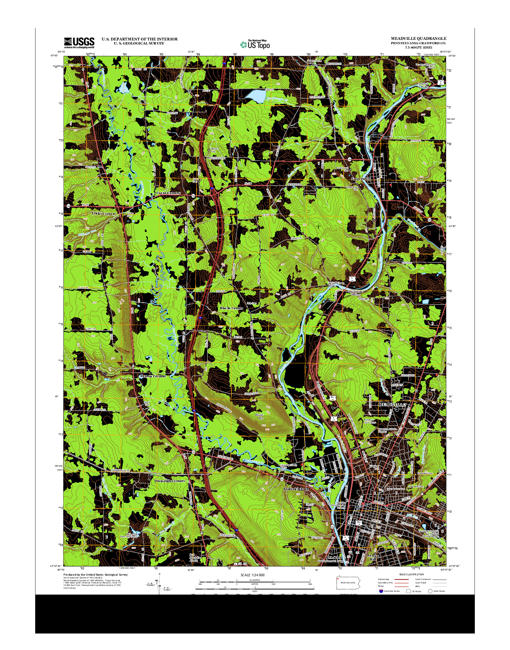 USGS US TOPO 7.5-MINUTE MAP FOR MEADVILLE, PA 2013