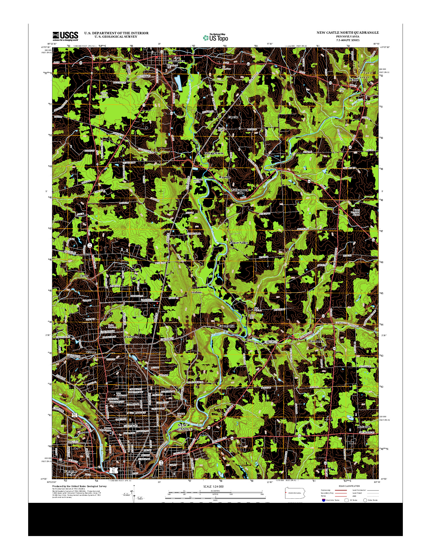 USGS US TOPO 7.5-MINUTE MAP FOR NEW CASTLE NORTH, PA 2013