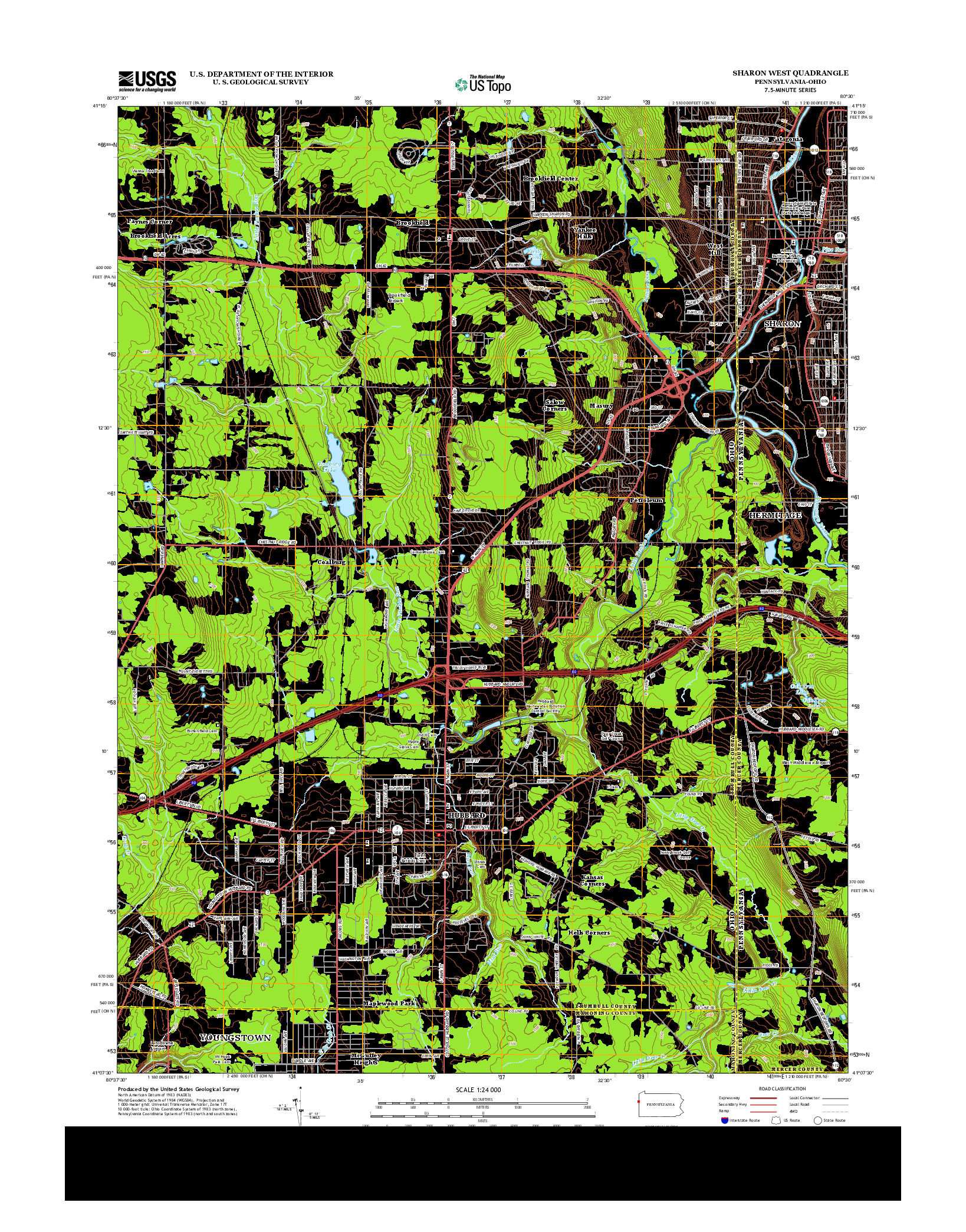 USGS US TOPO 7.5-MINUTE MAP FOR SHARON WEST, PA-OH 2013
