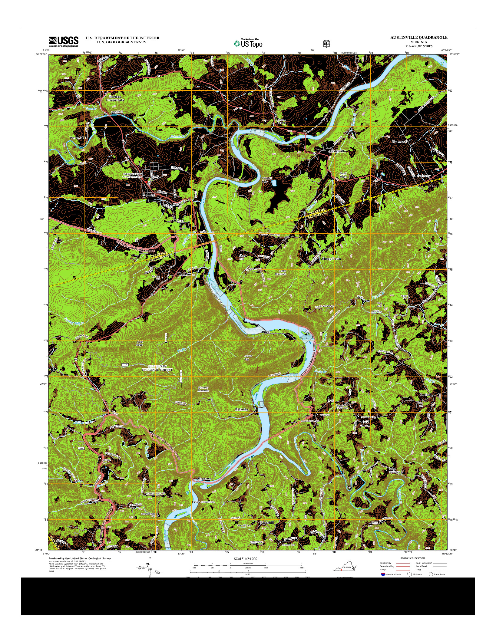 USGS US TOPO 7.5-MINUTE MAP FOR AUSTINVILLE, VA 2013