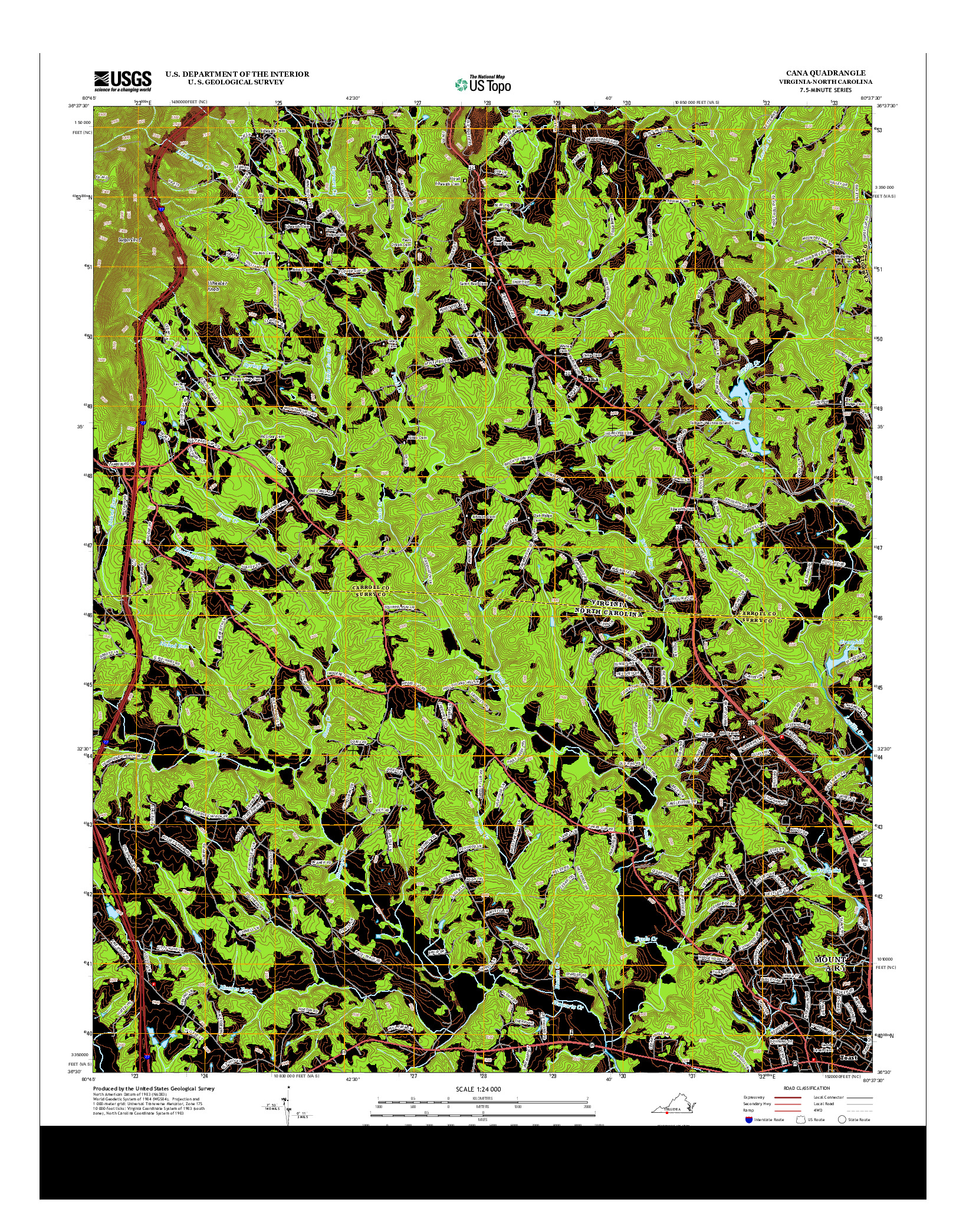 USGS US TOPO 7.5-MINUTE MAP FOR CANA, VA-NC 2013