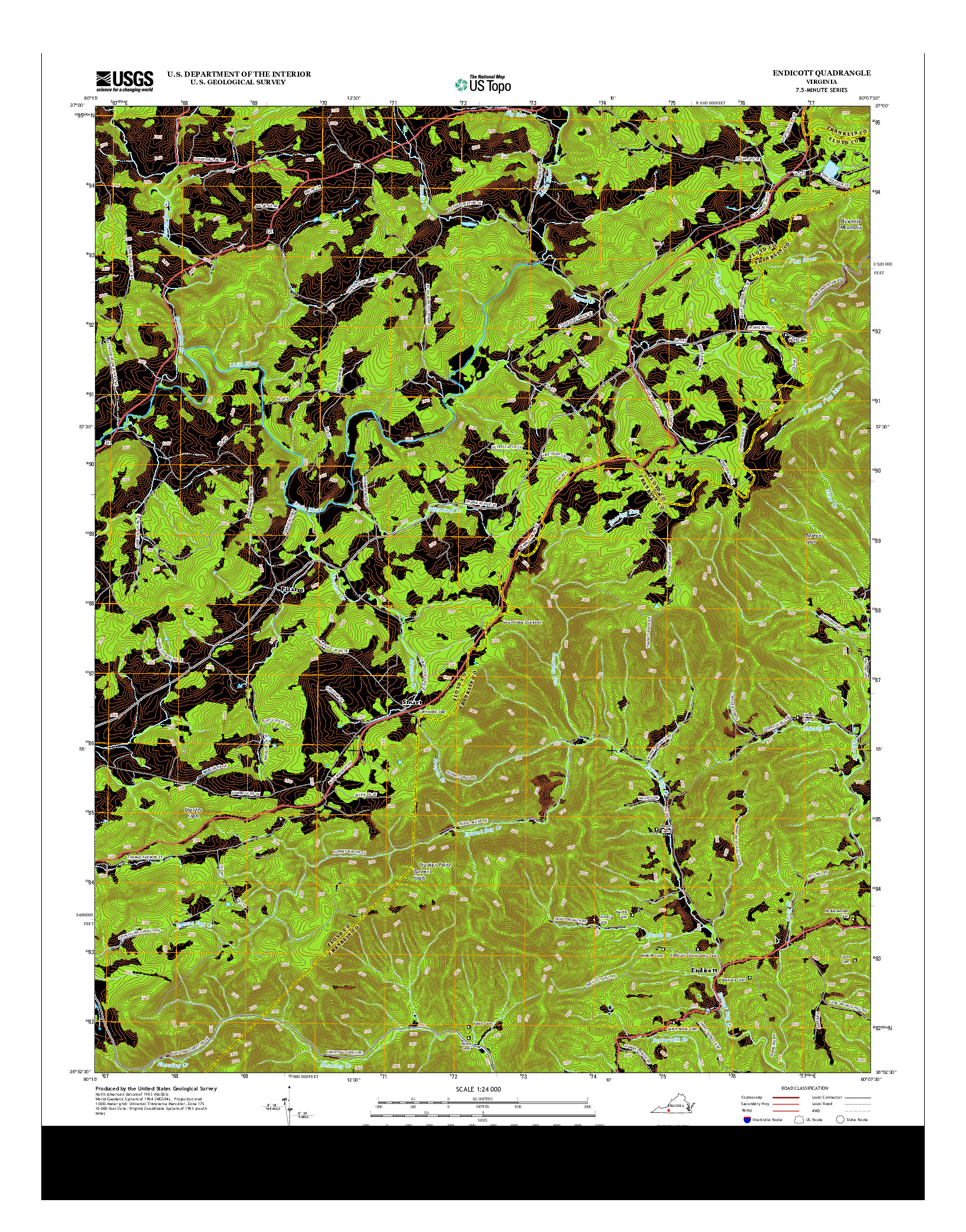 USGS US TOPO 7.5-MINUTE MAP FOR ENDICOTT, VA 2013