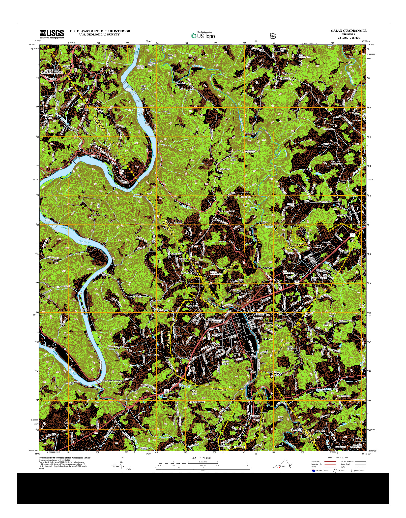 USGS US TOPO 7.5-MINUTE MAP FOR GALAX, VA 2013