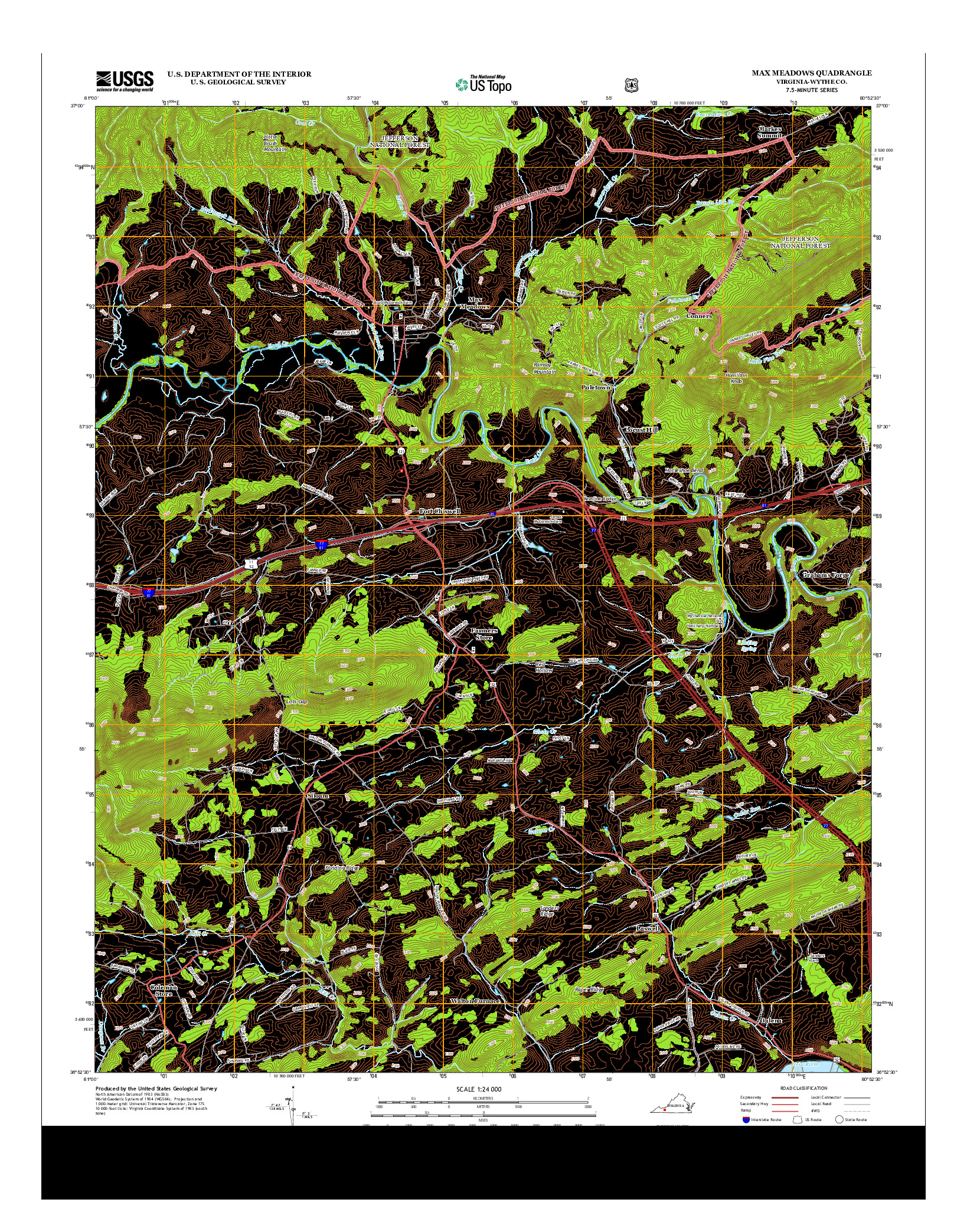 USGS US TOPO 7.5-MINUTE MAP FOR MAX MEADOWS, VA 2013