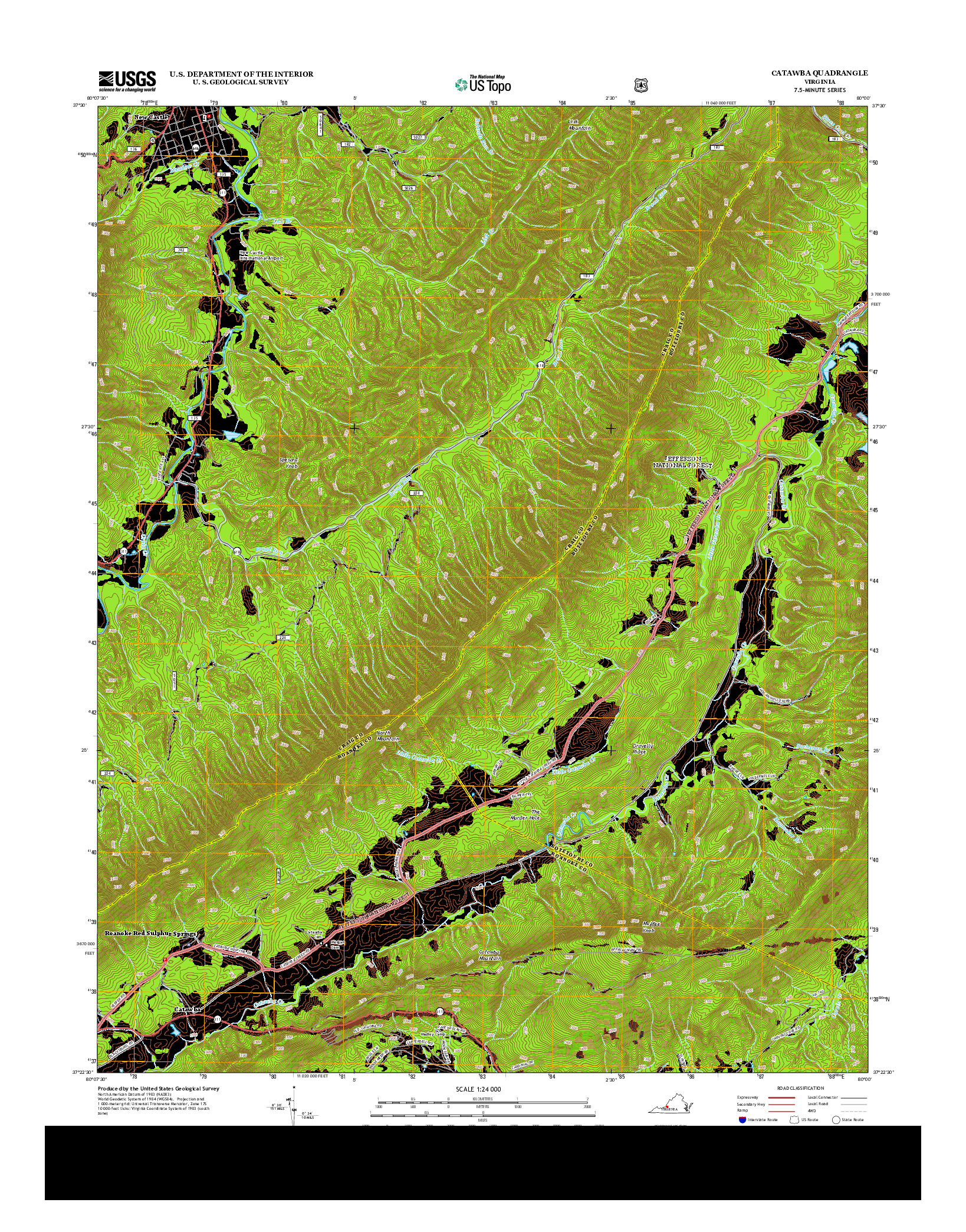 USGS US TOPO 7.5-MINUTE MAP FOR CATAWBA, VA 2013