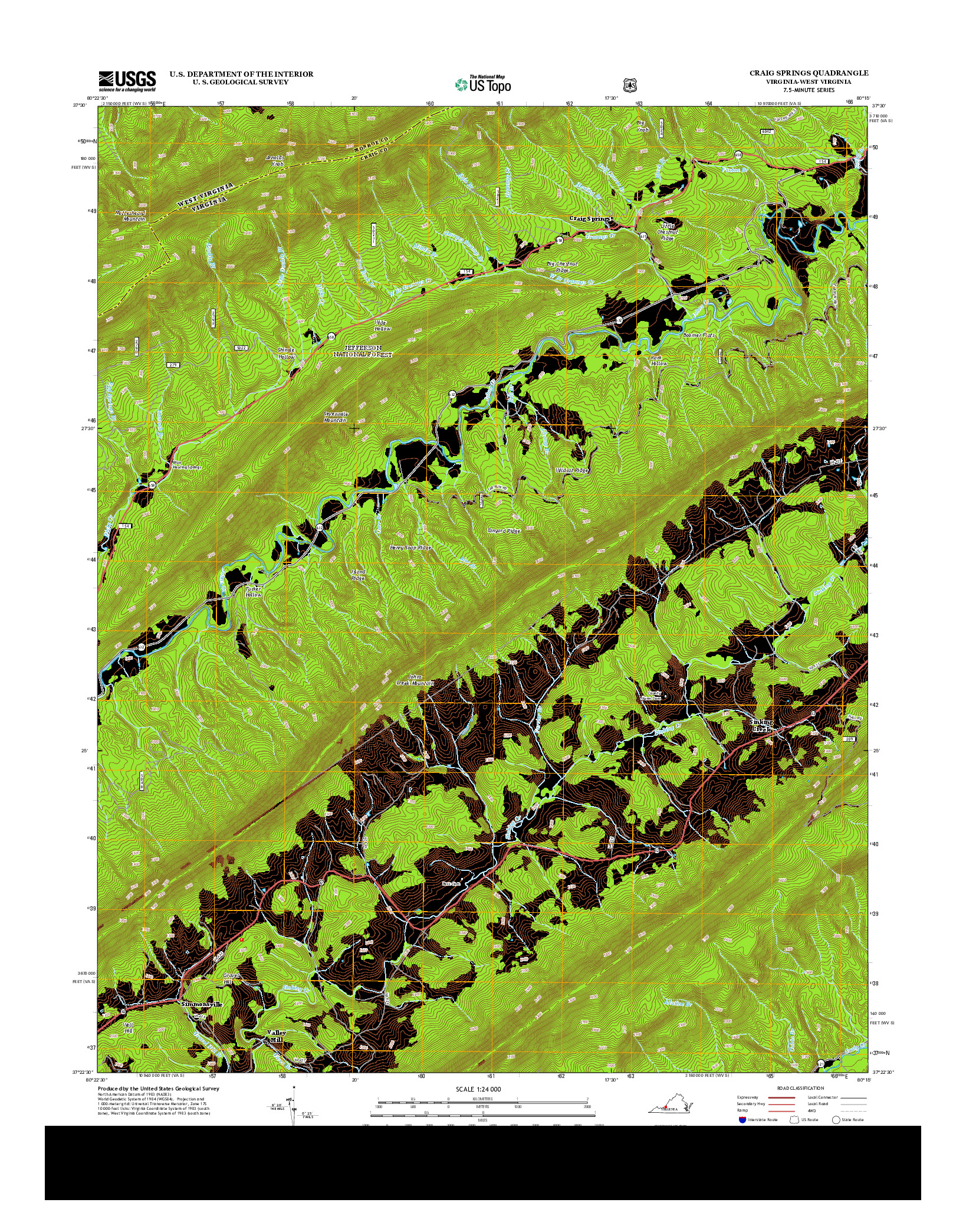 USGS US TOPO 7.5-MINUTE MAP FOR CRAIG SPRINGS, VA-WV 2013