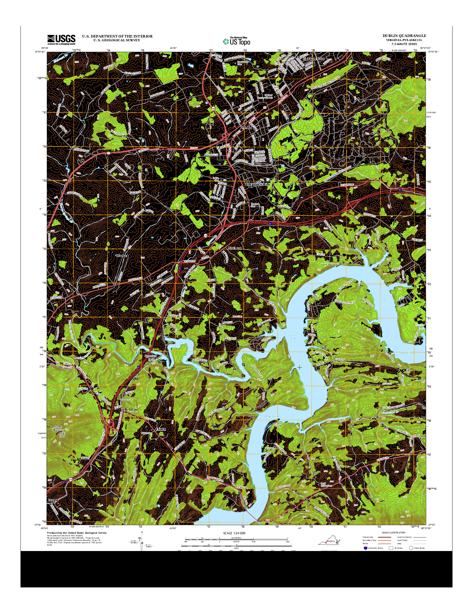 USGS US TOPO 7.5-MINUTE MAP FOR DUBLIN, VA 2013
