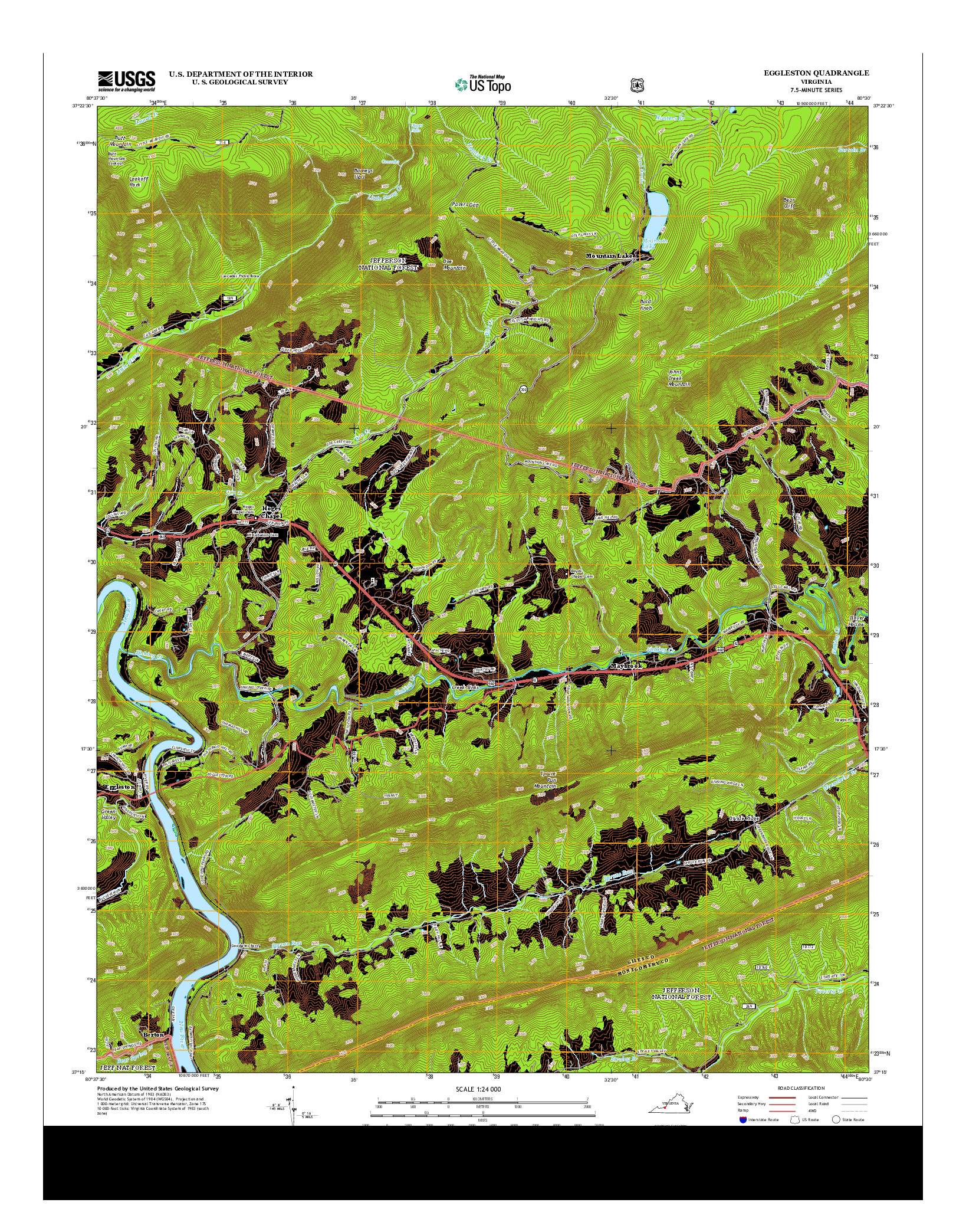 USGS US TOPO 7.5-MINUTE MAP FOR EGGLESTON, VA 2013