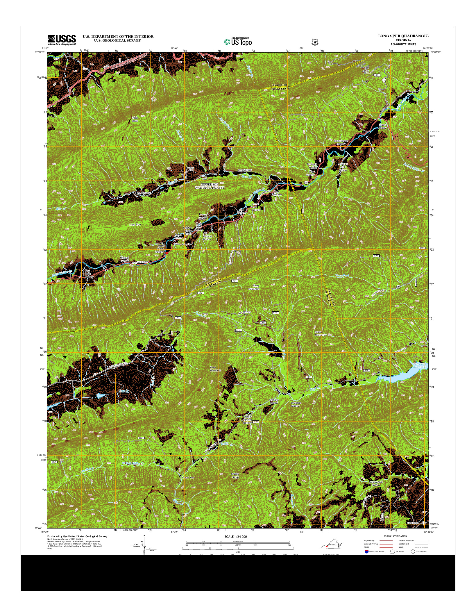 USGS US TOPO 7.5-MINUTE MAP FOR LONG SPUR, VA 2013