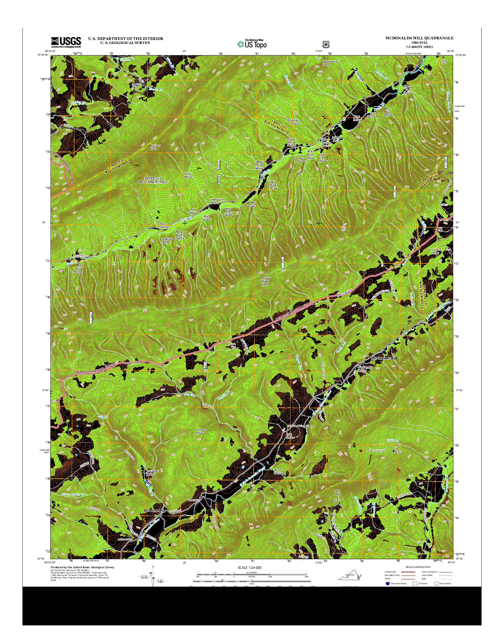 USGS US TOPO 7.5-MINUTE MAP FOR MCDONALDS MILL, VA 2013