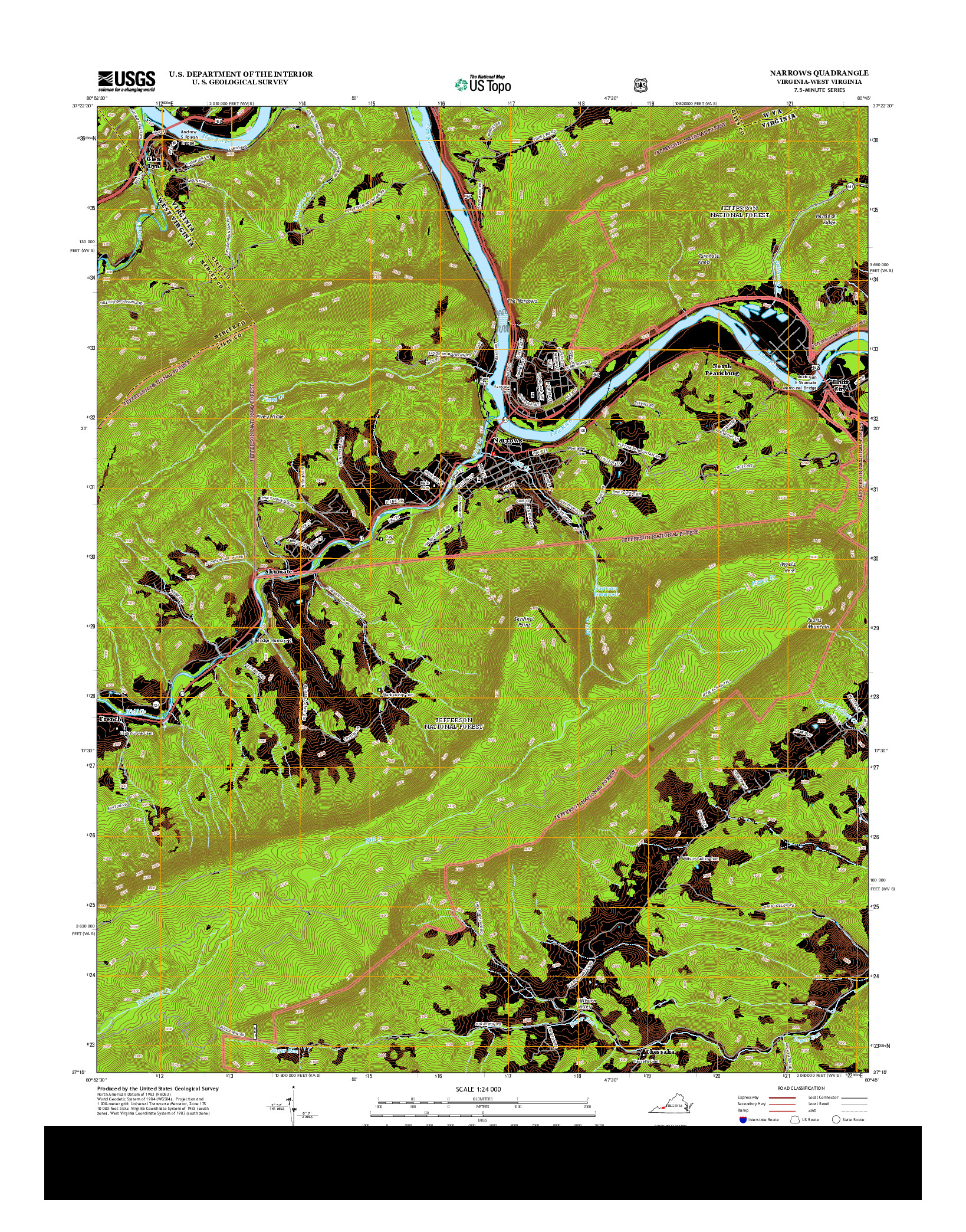 USGS US TOPO 7.5-MINUTE MAP FOR NARROWS, VA-WV 2013