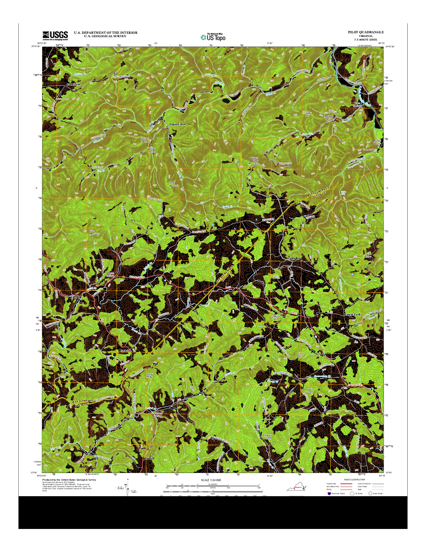 USGS US TOPO 7.5-MINUTE MAP FOR PILOT, VA 2013