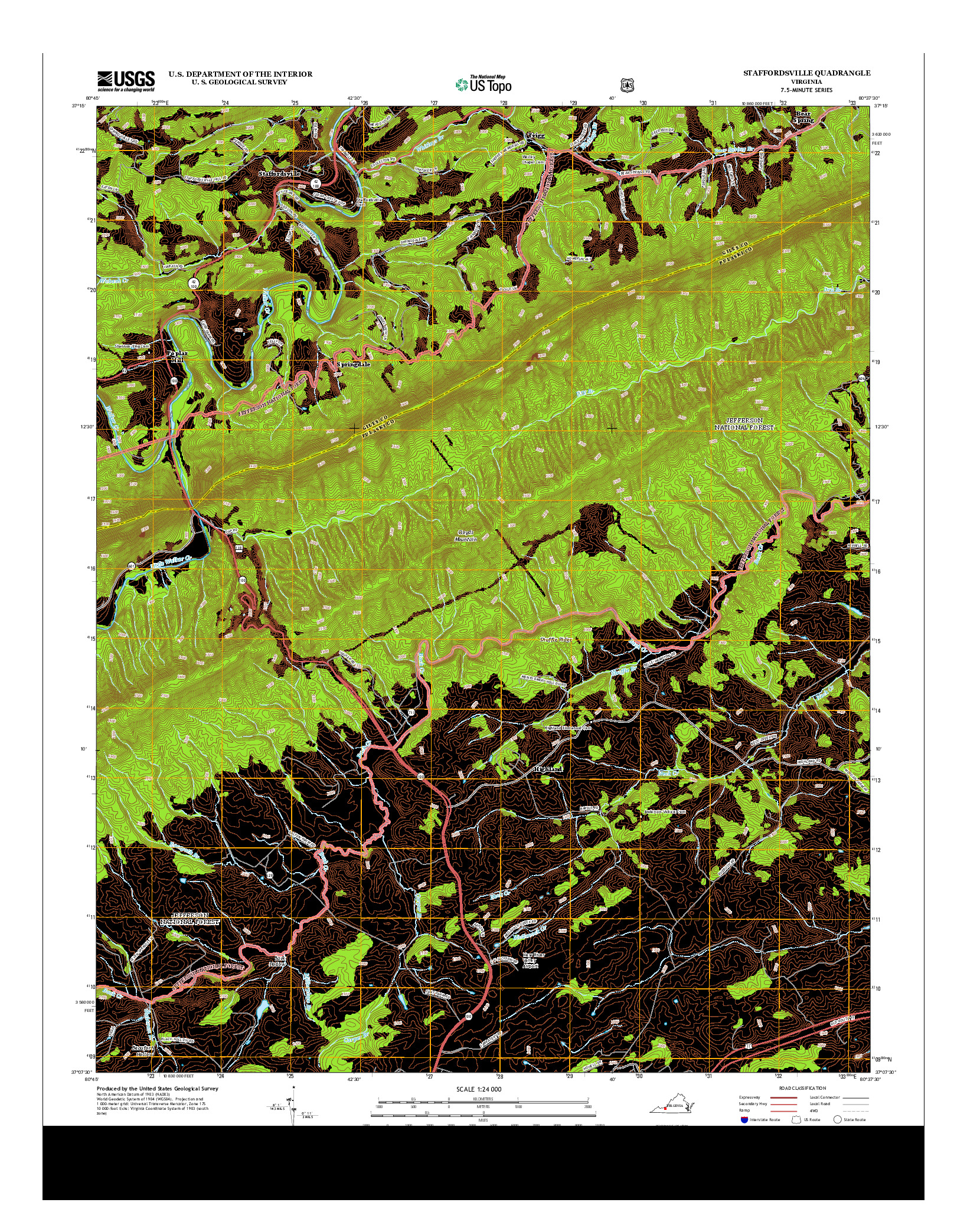 USGS US TOPO 7.5-MINUTE MAP FOR STAFFORDSVILLE, VA 2013
