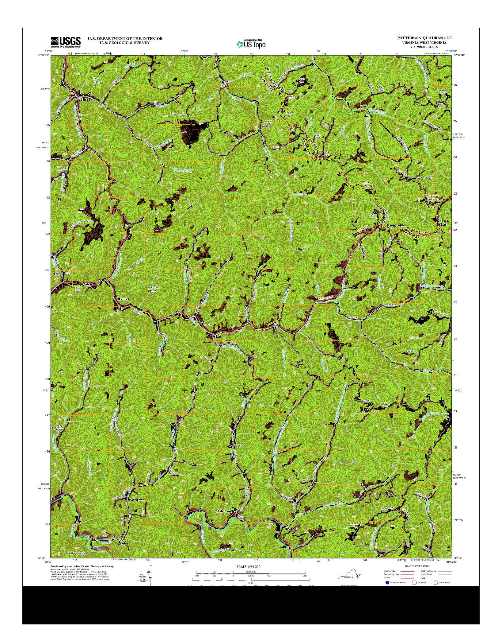 USGS US TOPO 7.5-MINUTE MAP FOR PATTERSON, VA-WV 2013