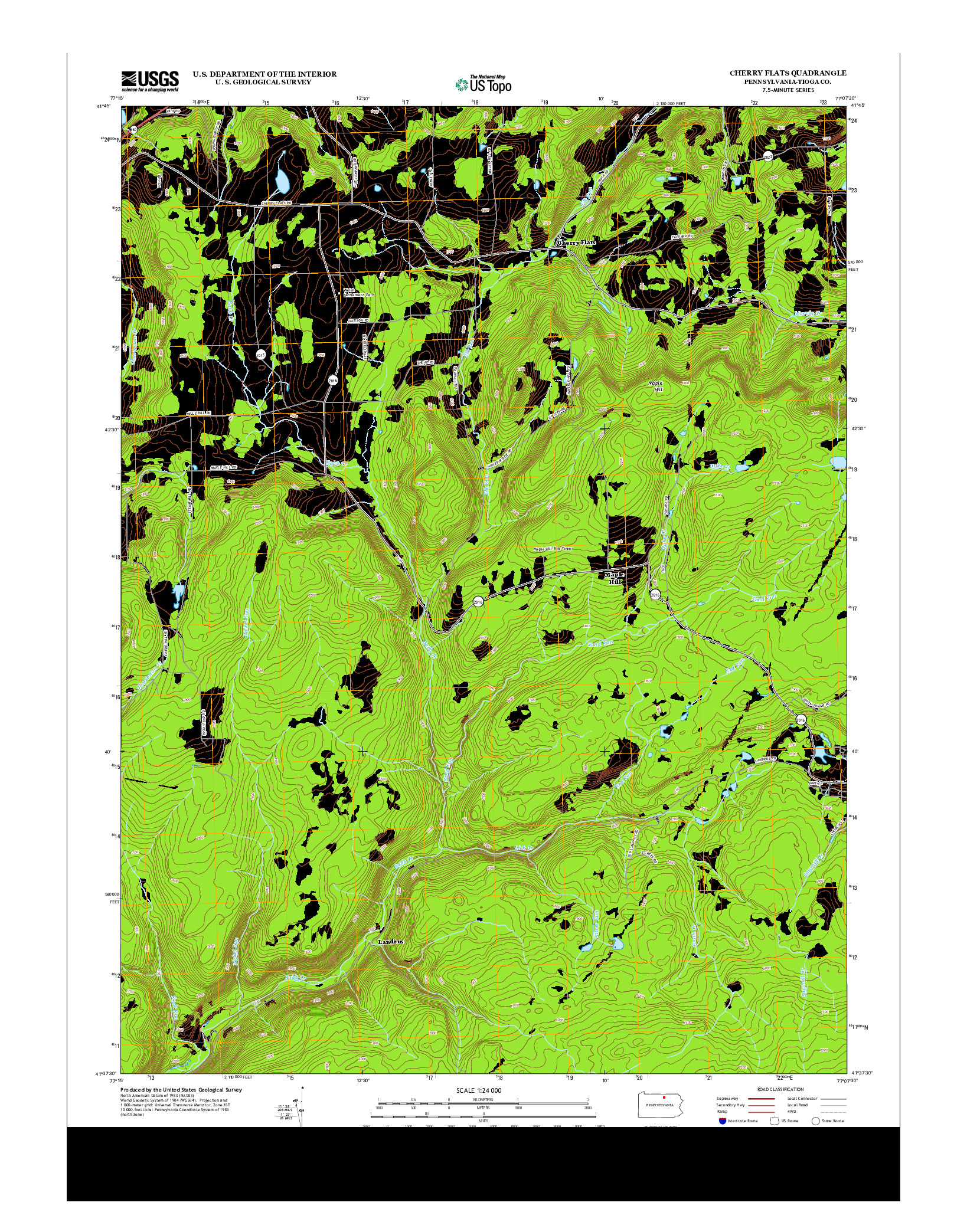 USGS US TOPO 7.5-MINUTE MAP FOR CHERRY FLATS, PA 2013