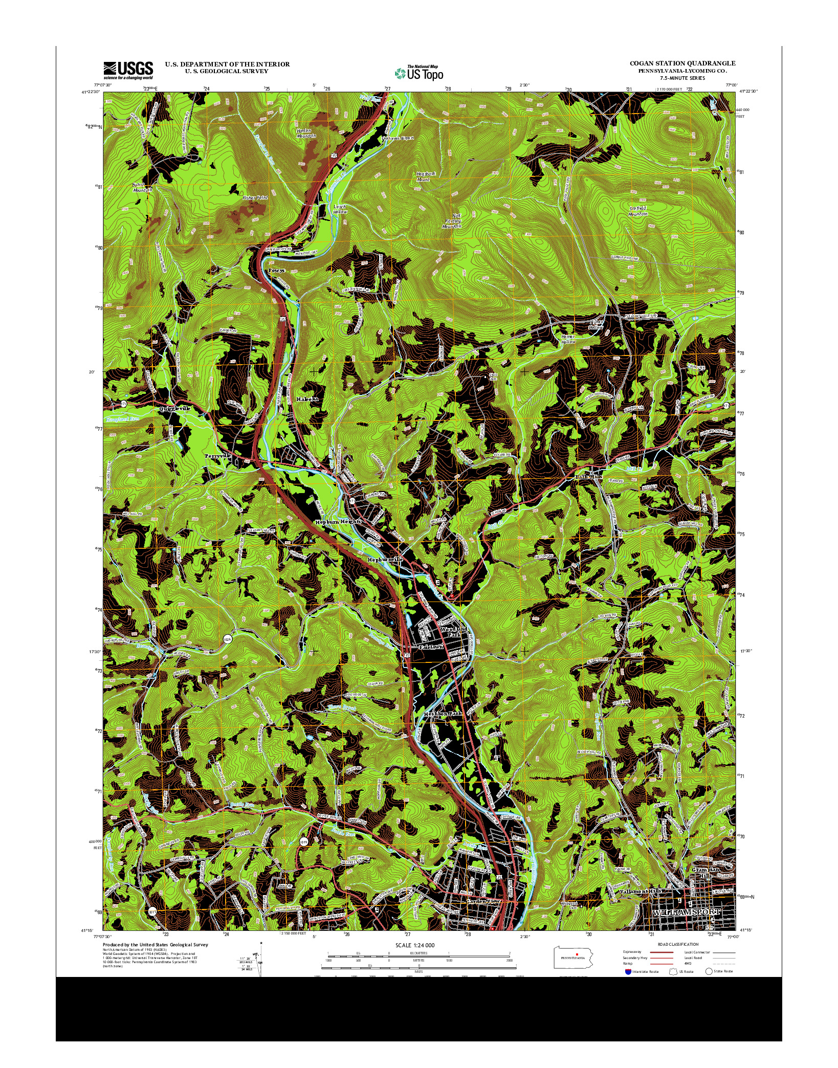 USGS US TOPO 7.5-MINUTE MAP FOR COGAN STATION, PA 2013