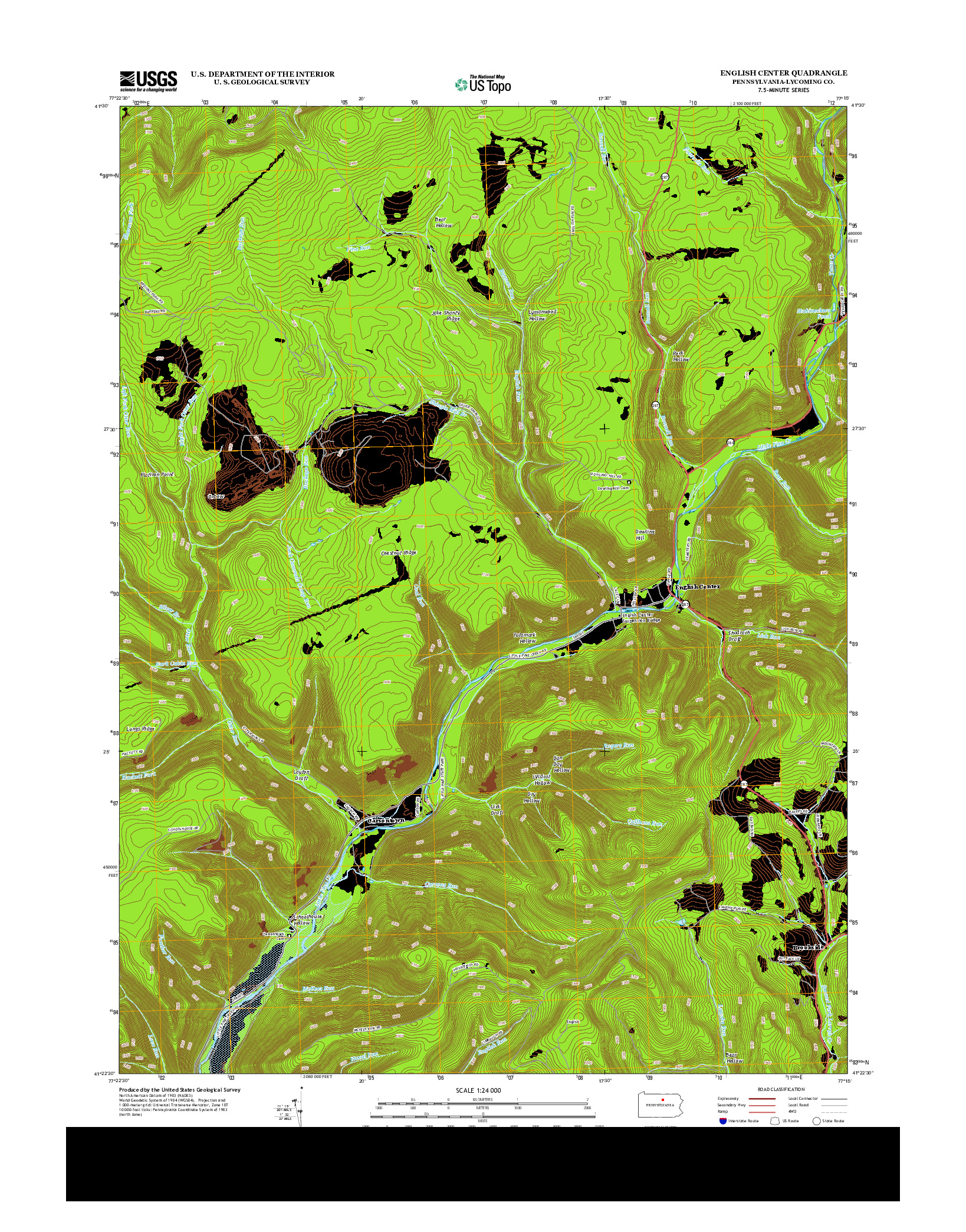 USGS US TOPO 7.5-MINUTE MAP FOR ENGLISH CENTER, PA 2013
