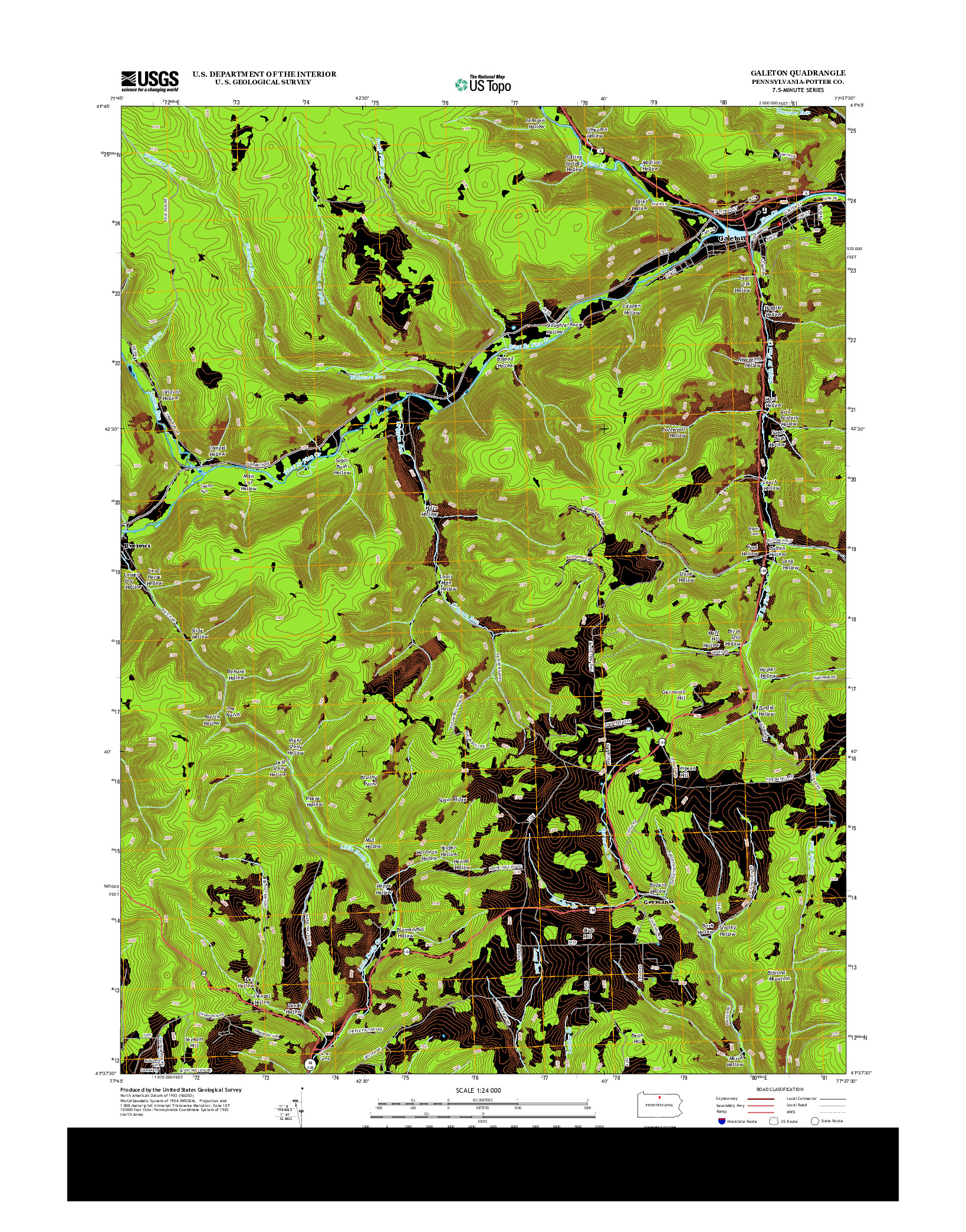 USGS US TOPO 7.5-MINUTE MAP FOR GALETON, PA 2013