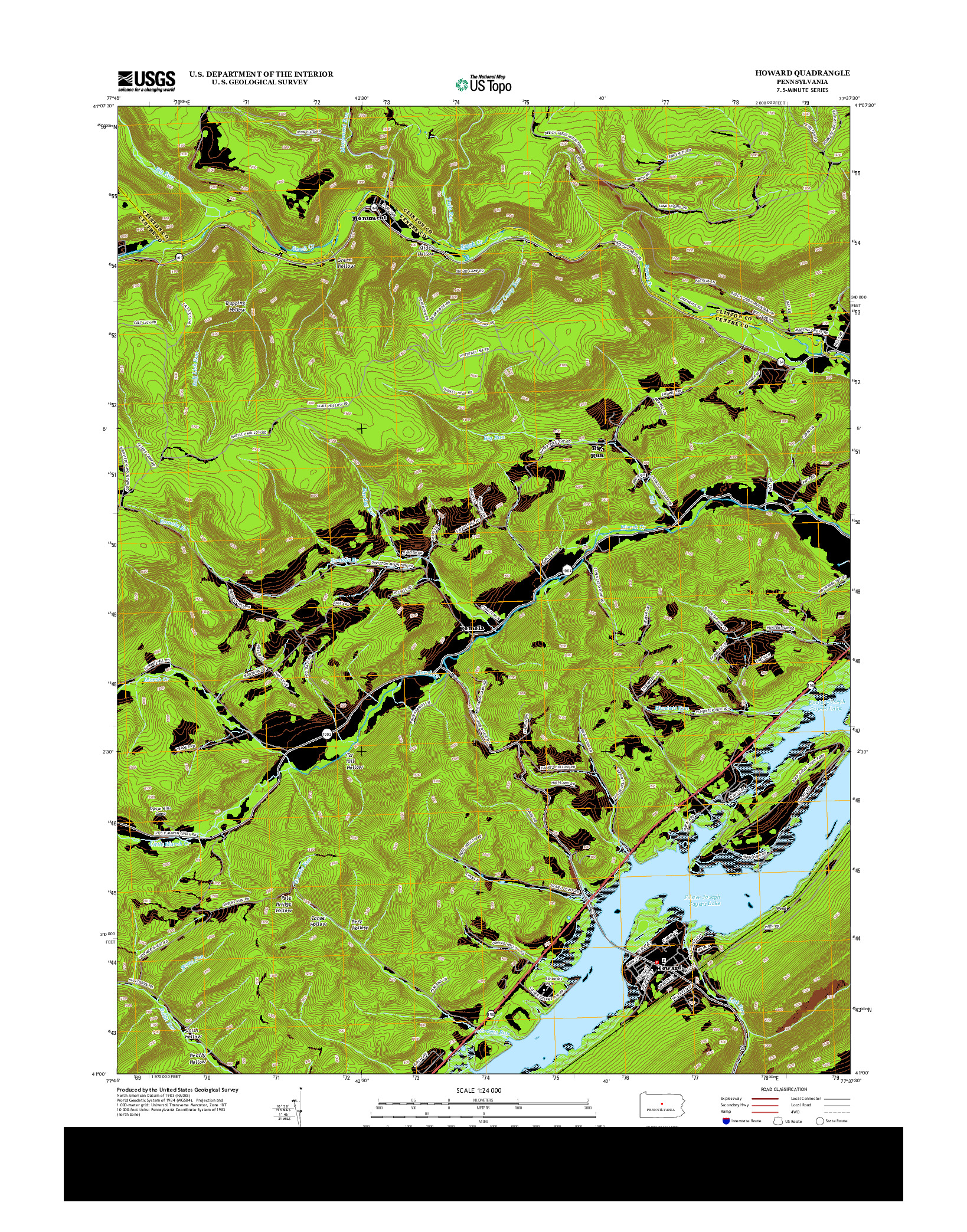 USGS US TOPO 7.5-MINUTE MAP FOR HOWARD, PA 2013