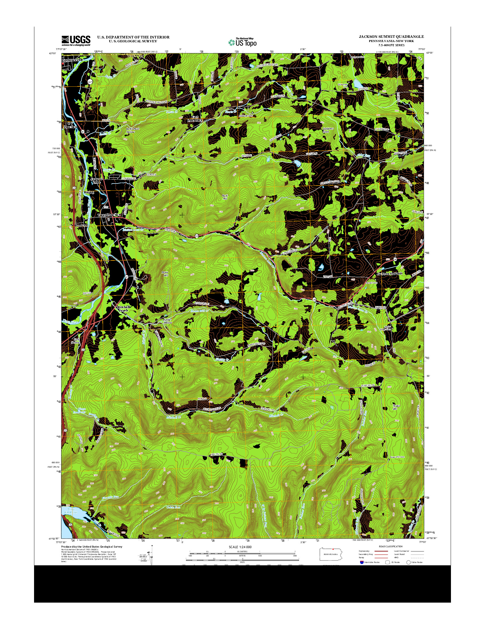 USGS US TOPO 7.5-MINUTE MAP FOR JACKSON SUMMIT, PA-NY 2013