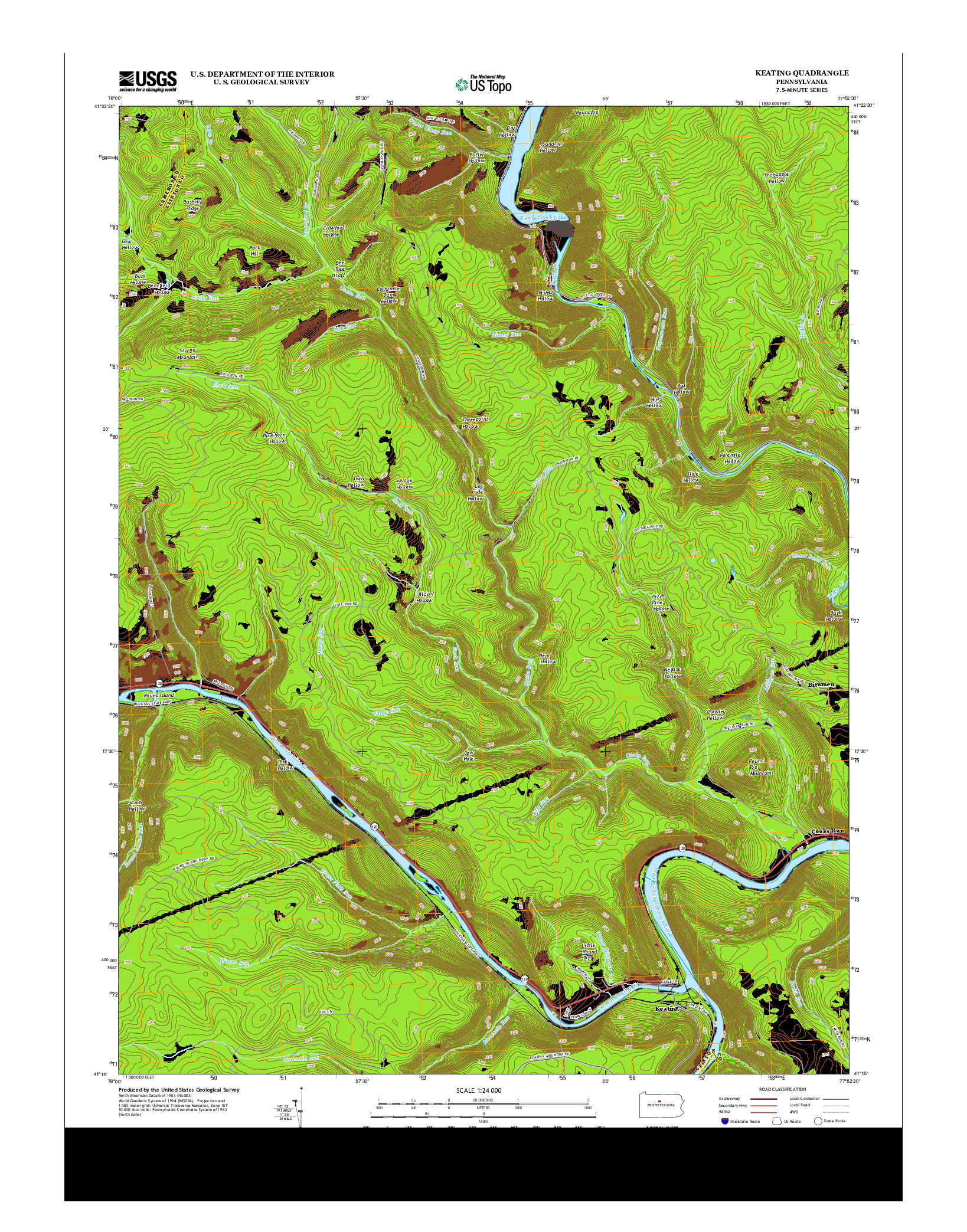 USGS US TOPO 7.5-MINUTE MAP FOR KEATING, PA 2013