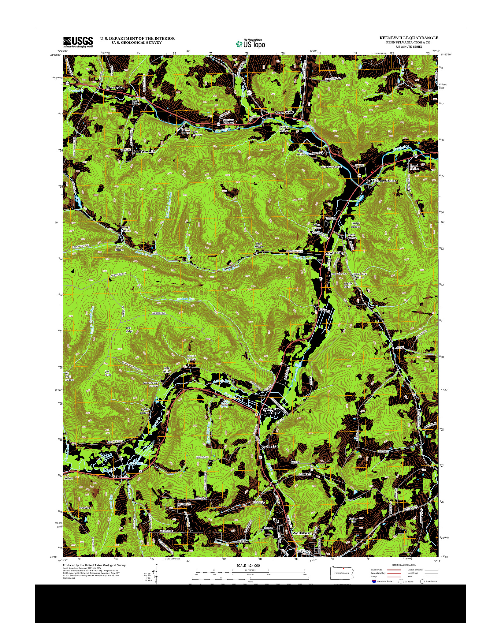 USGS US TOPO 7.5-MINUTE MAP FOR KEENEYVILLE, PA 2013