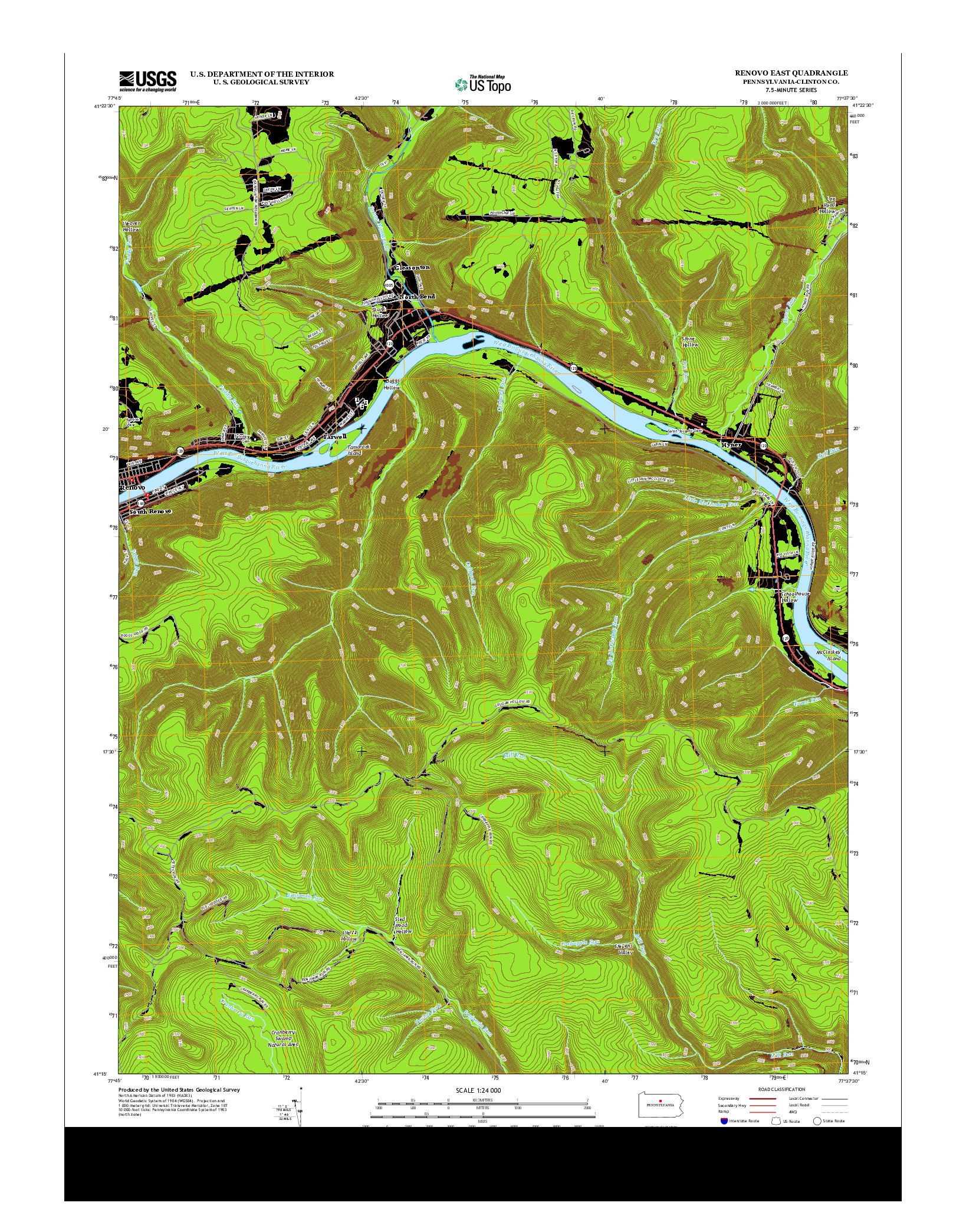 USGS US TOPO 7.5-MINUTE MAP FOR RENOVO EAST, PA 2013