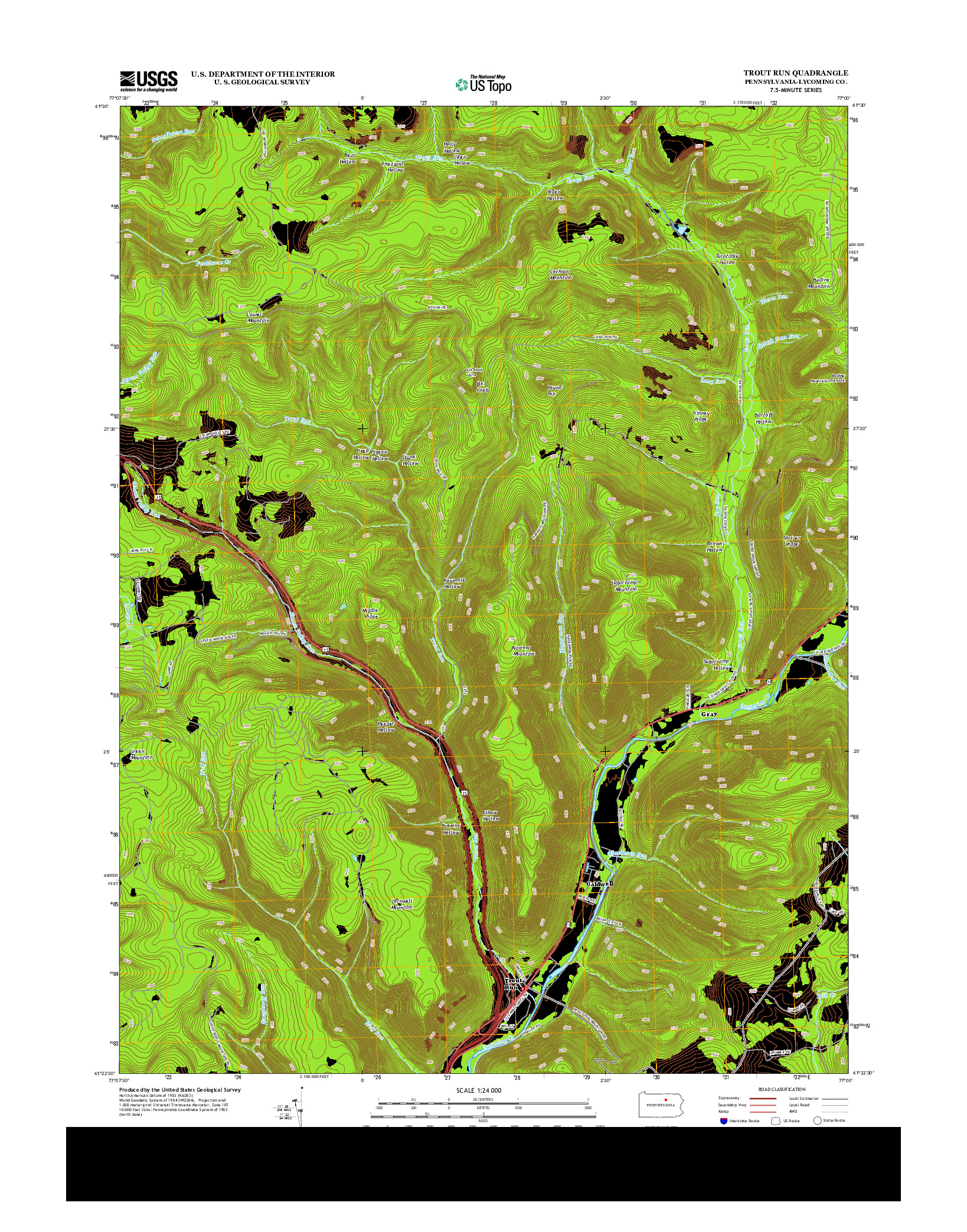 USGS US TOPO 7.5-MINUTE MAP FOR TROUT RUN, PA 2013