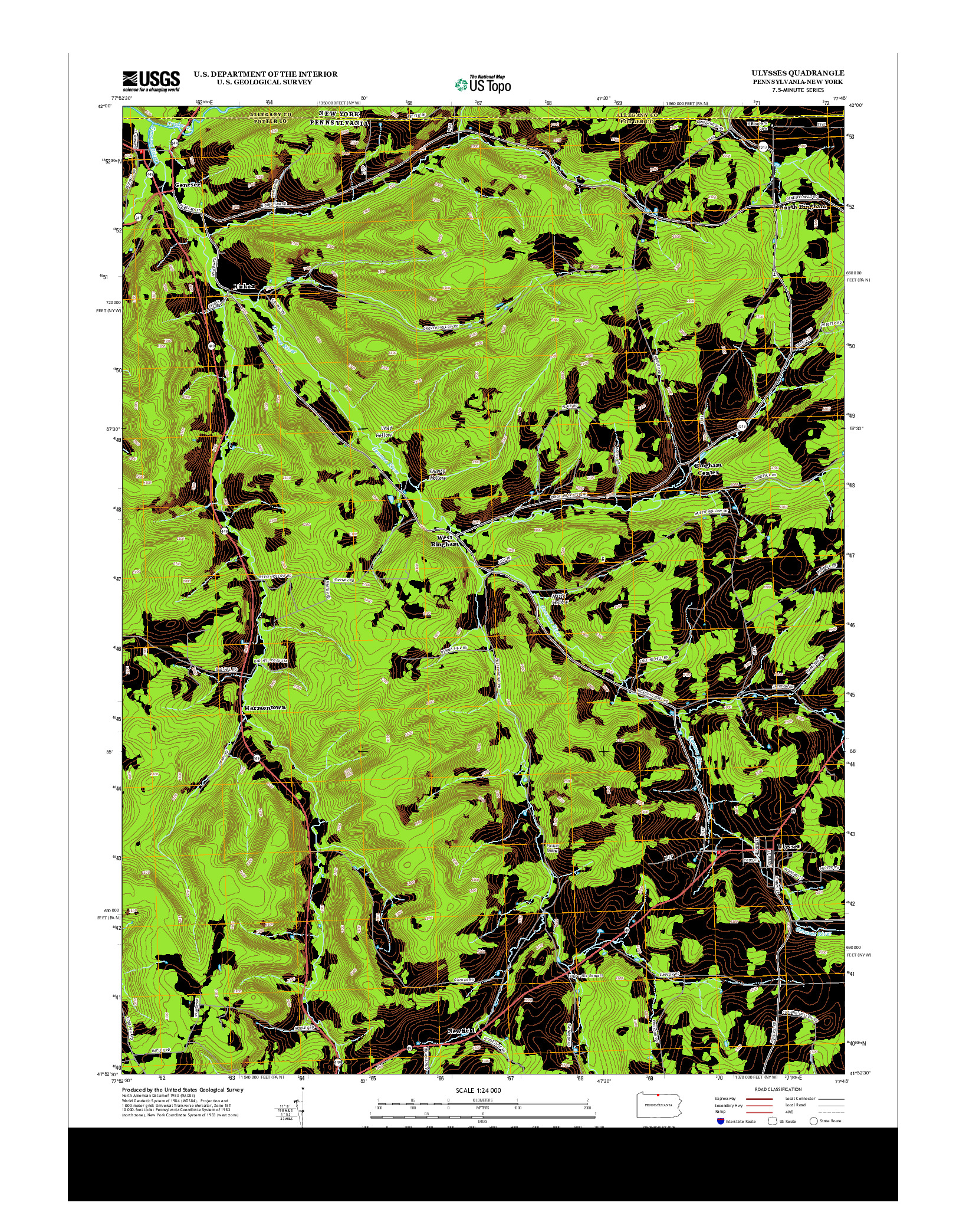 USGS US TOPO 7.5-MINUTE MAP FOR ULYSSES, PA-NY 2013