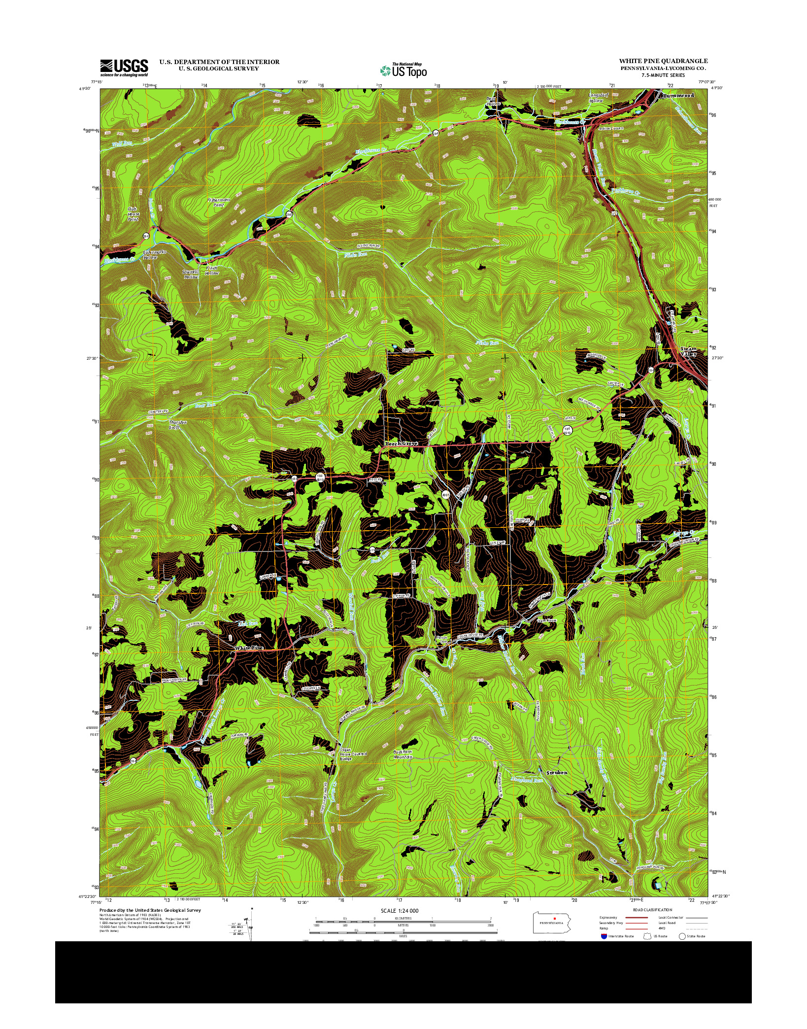 USGS US TOPO 7.5-MINUTE MAP FOR WHITE PINE, PA 2013