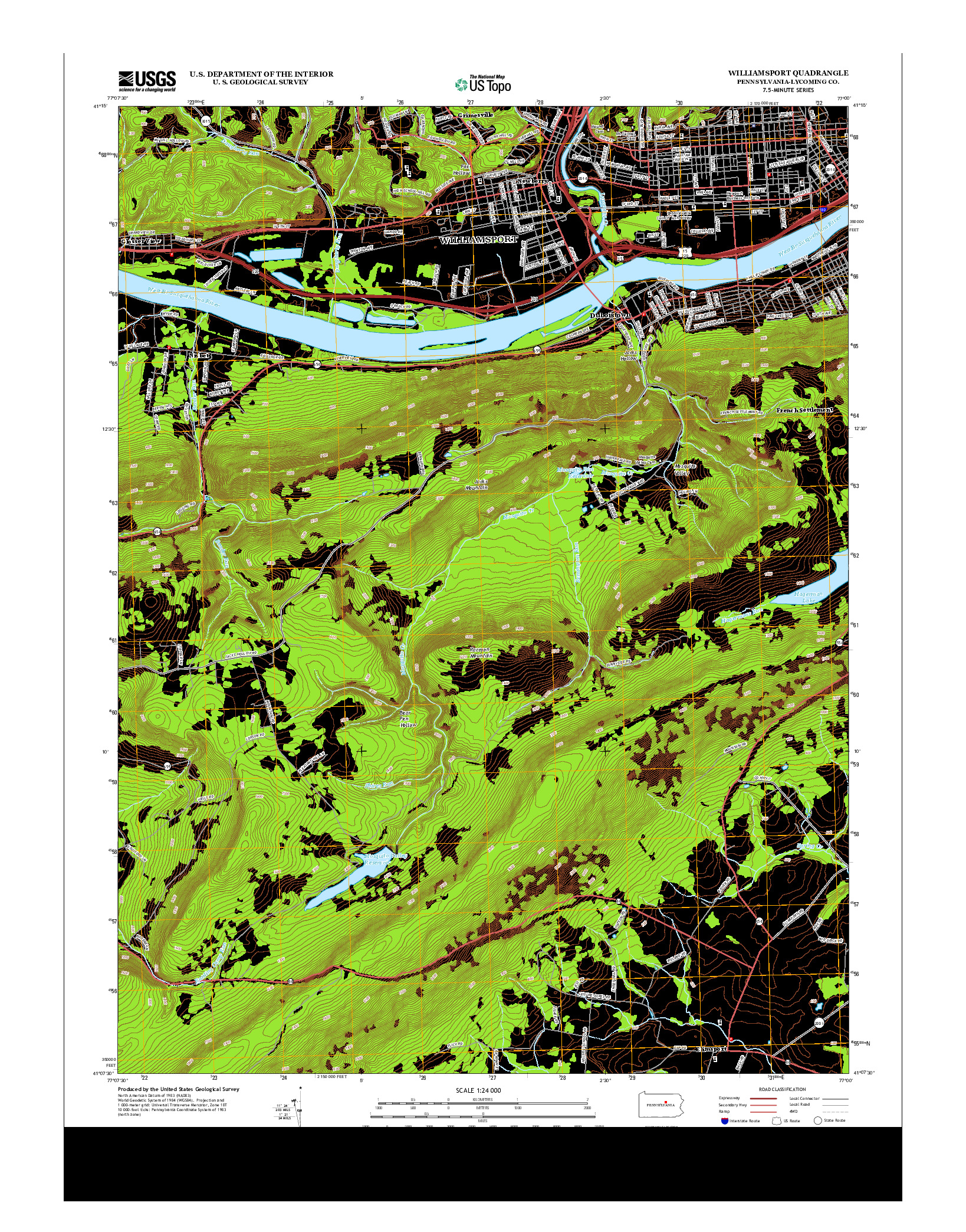 USGS US TOPO 7.5-MINUTE MAP FOR WILLIAMSPORT, PA 2013