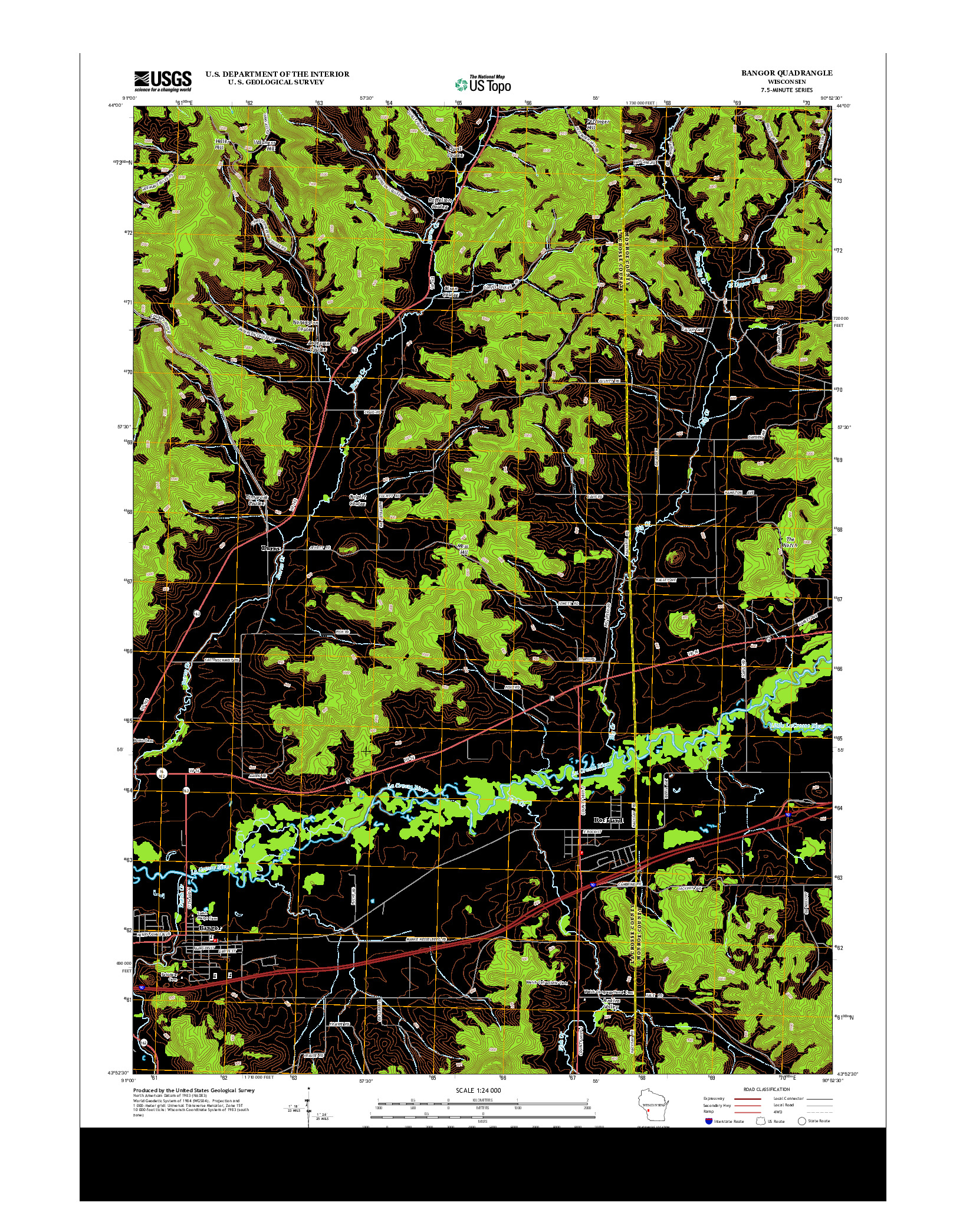 USGS US TOPO 7.5-MINUTE MAP FOR BANGOR, WI 2013