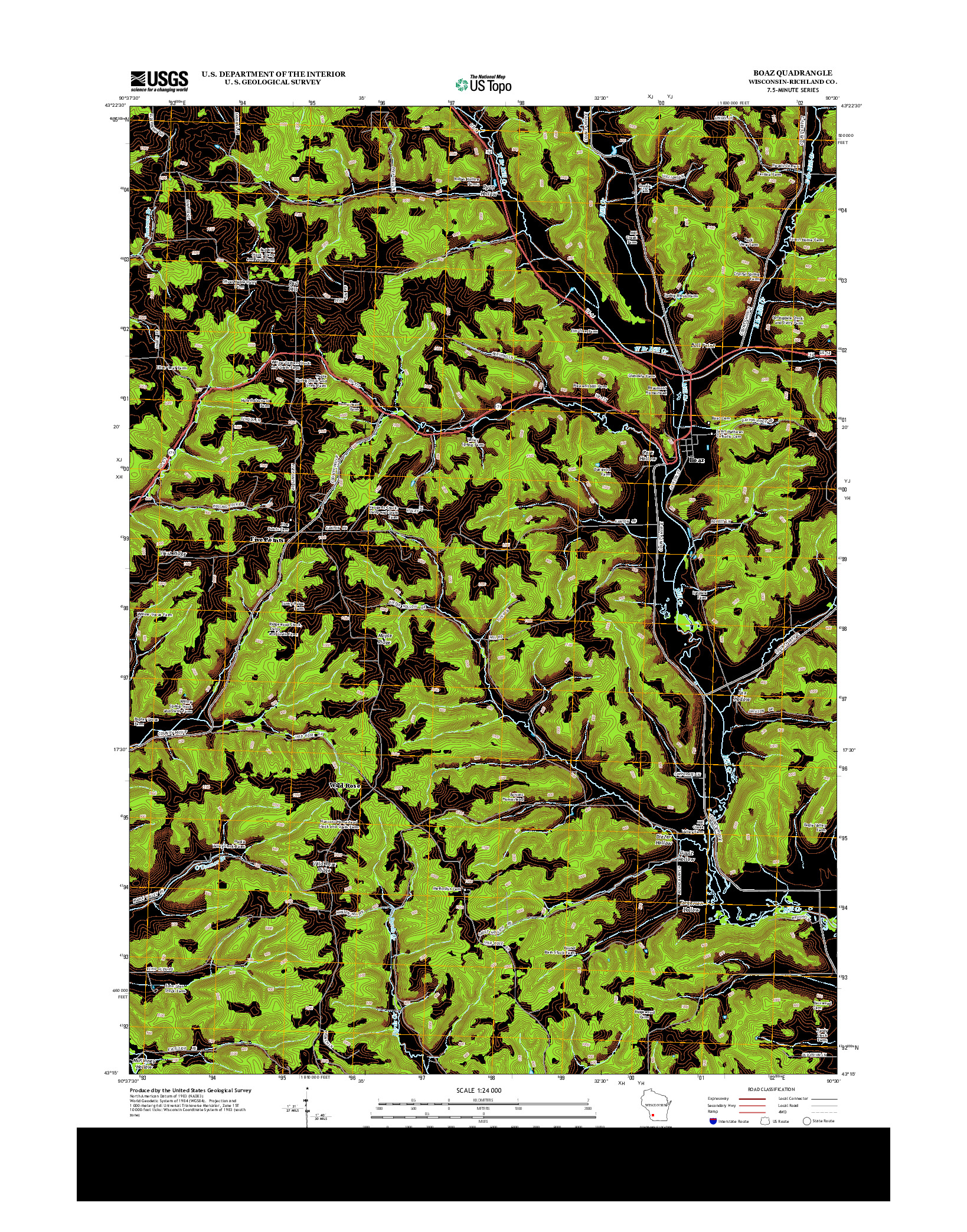 USGS US TOPO 7.5-MINUTE MAP FOR BOAZ, WI 2013