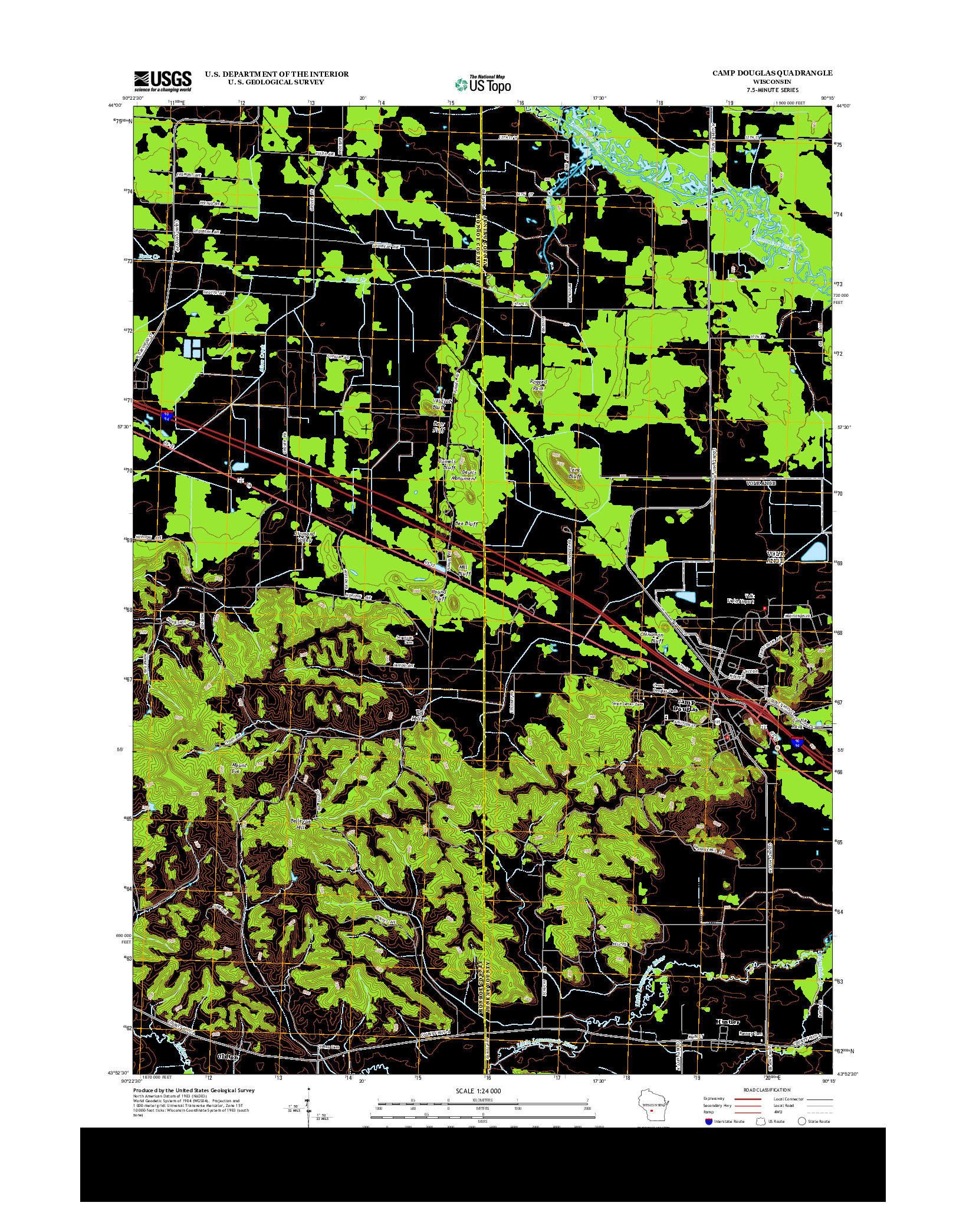 USGS US TOPO 7.5-MINUTE MAP FOR CAMP DOUGLAS, WI 2013