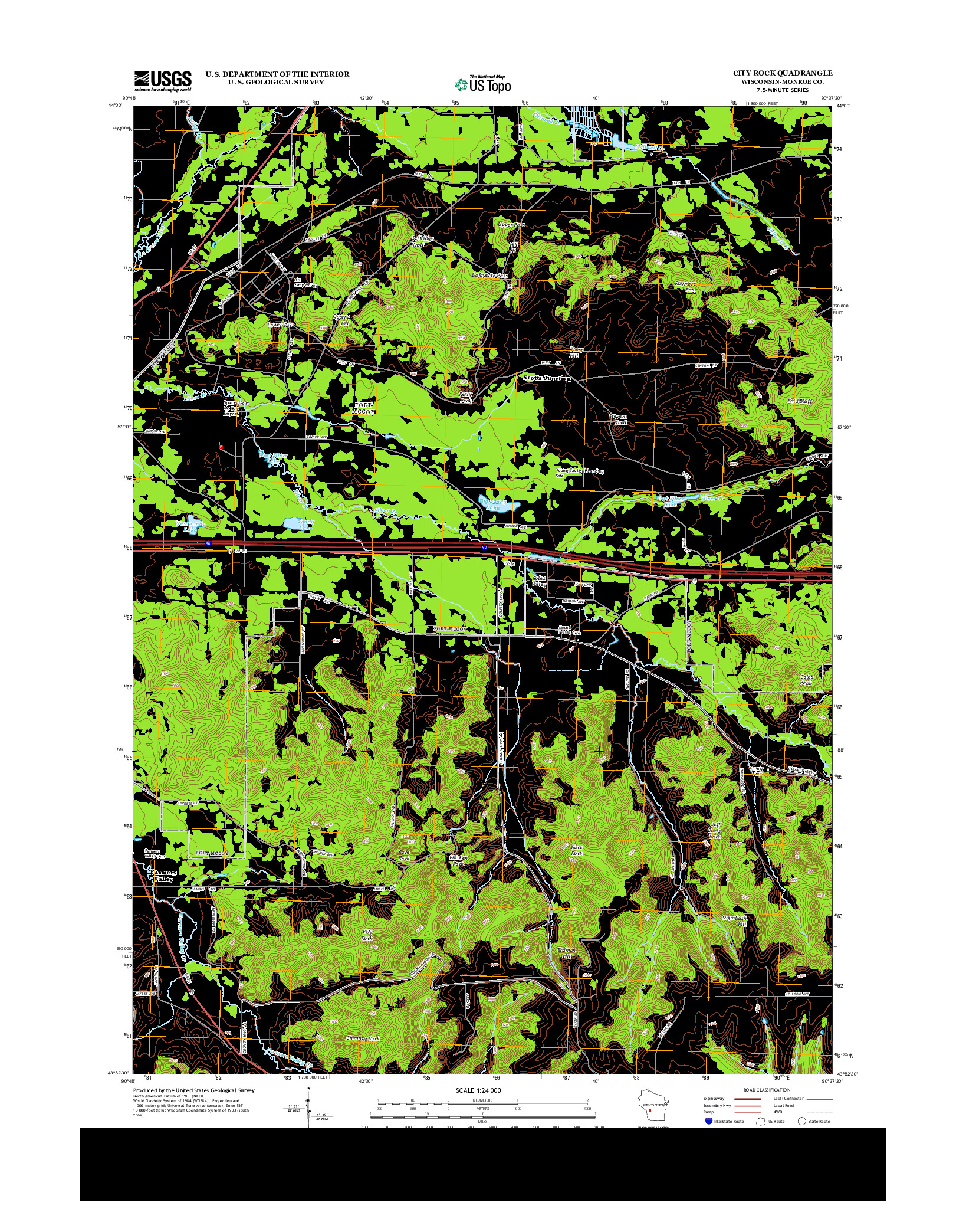 USGS US TOPO 7.5-MINUTE MAP FOR CITY ROCK, WI 2013