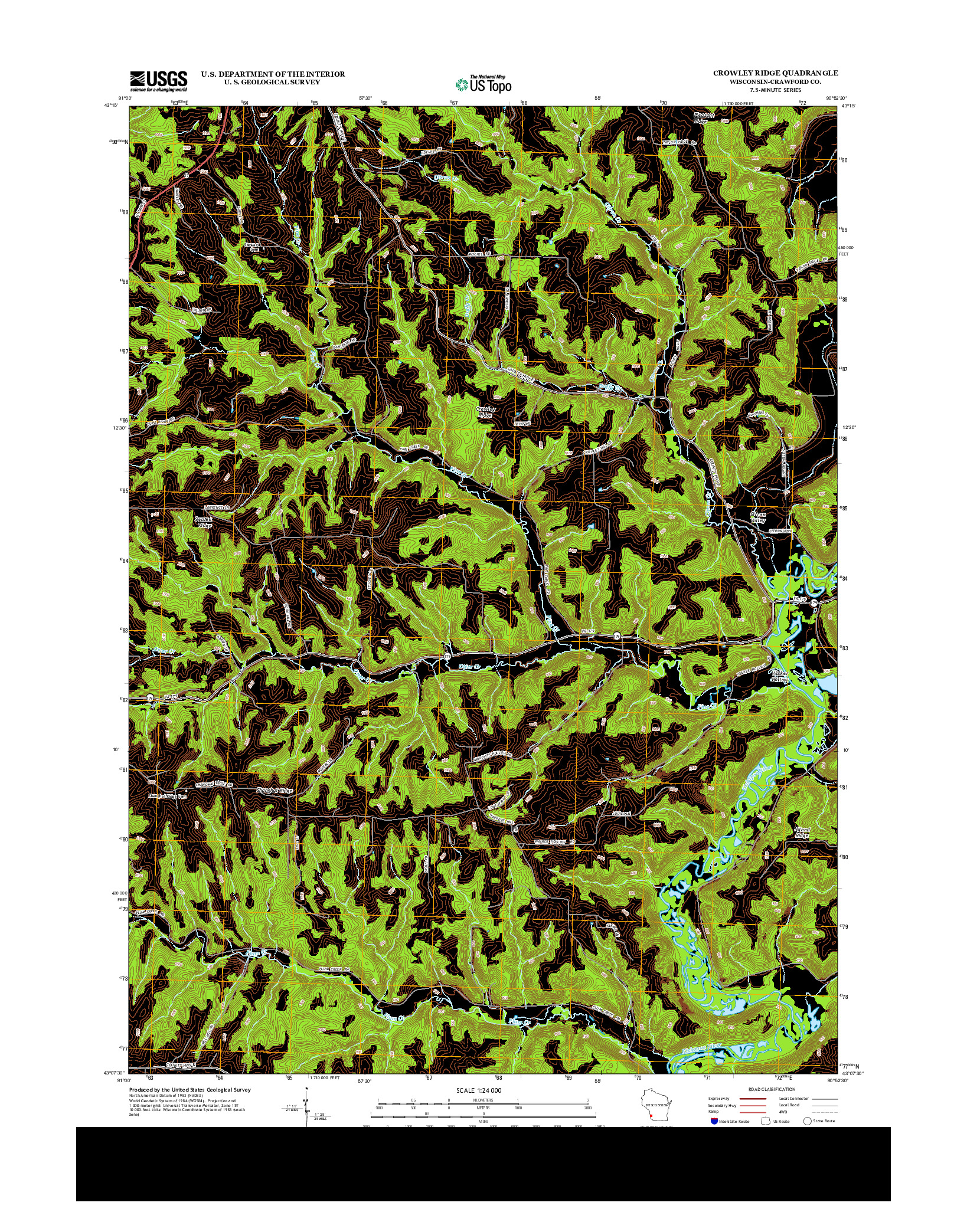 USGS US TOPO 7.5-MINUTE MAP FOR CROWLEY RIDGE, WI 2013