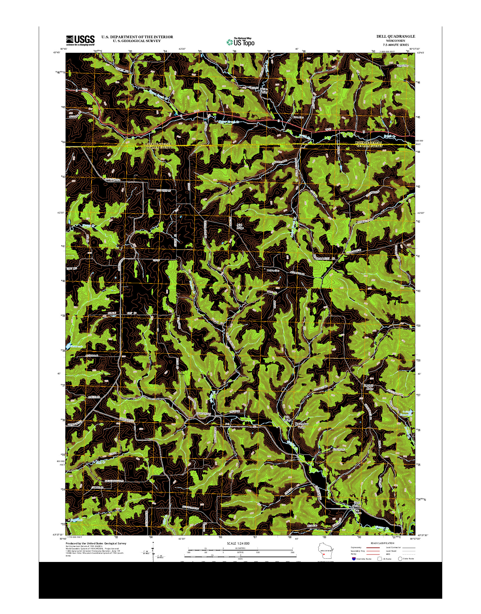 USGS US TOPO 7.5-MINUTE MAP FOR DELL, WI 2013