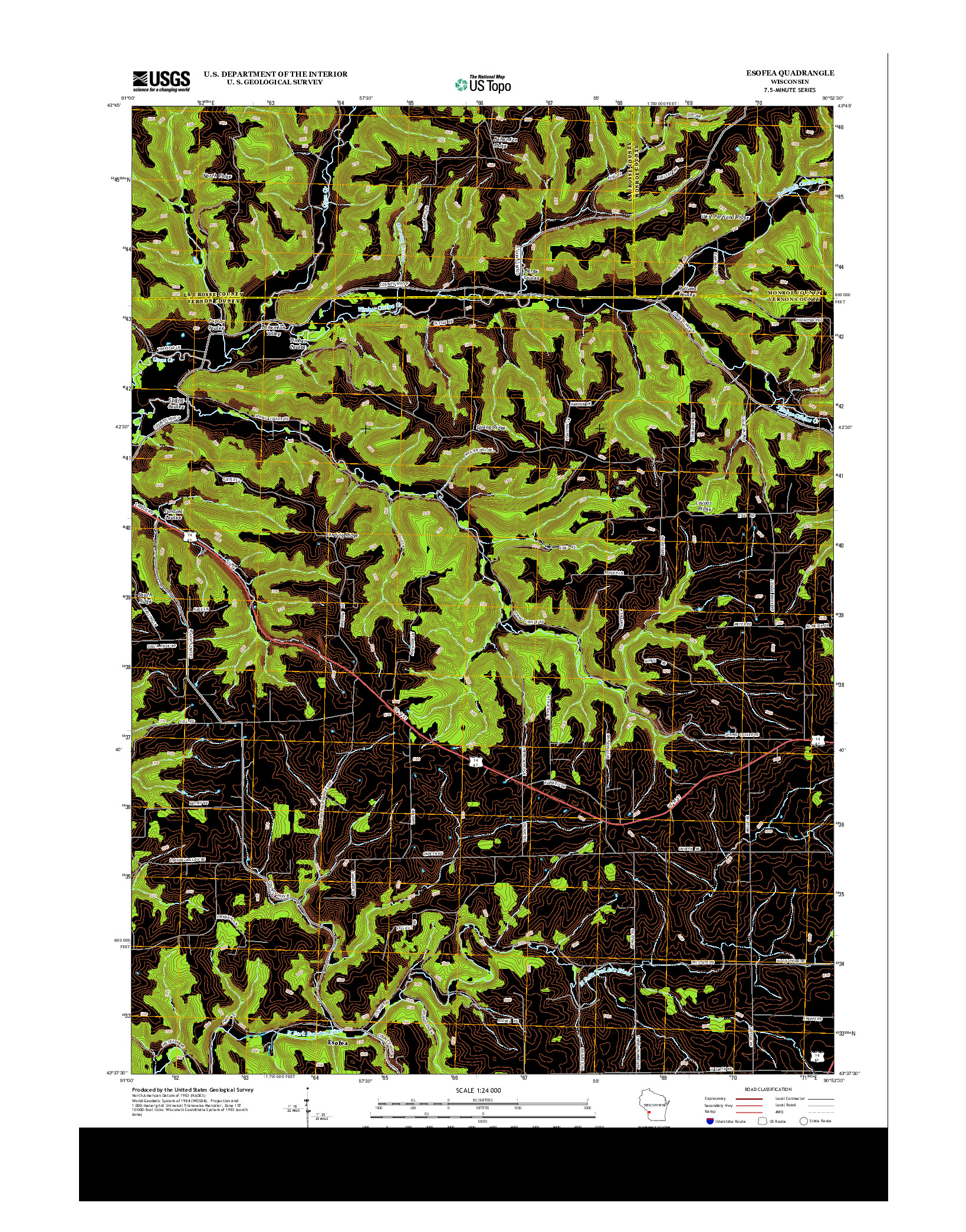 USGS US TOPO 7.5-MINUTE MAP FOR ESOFEA, WI 2013