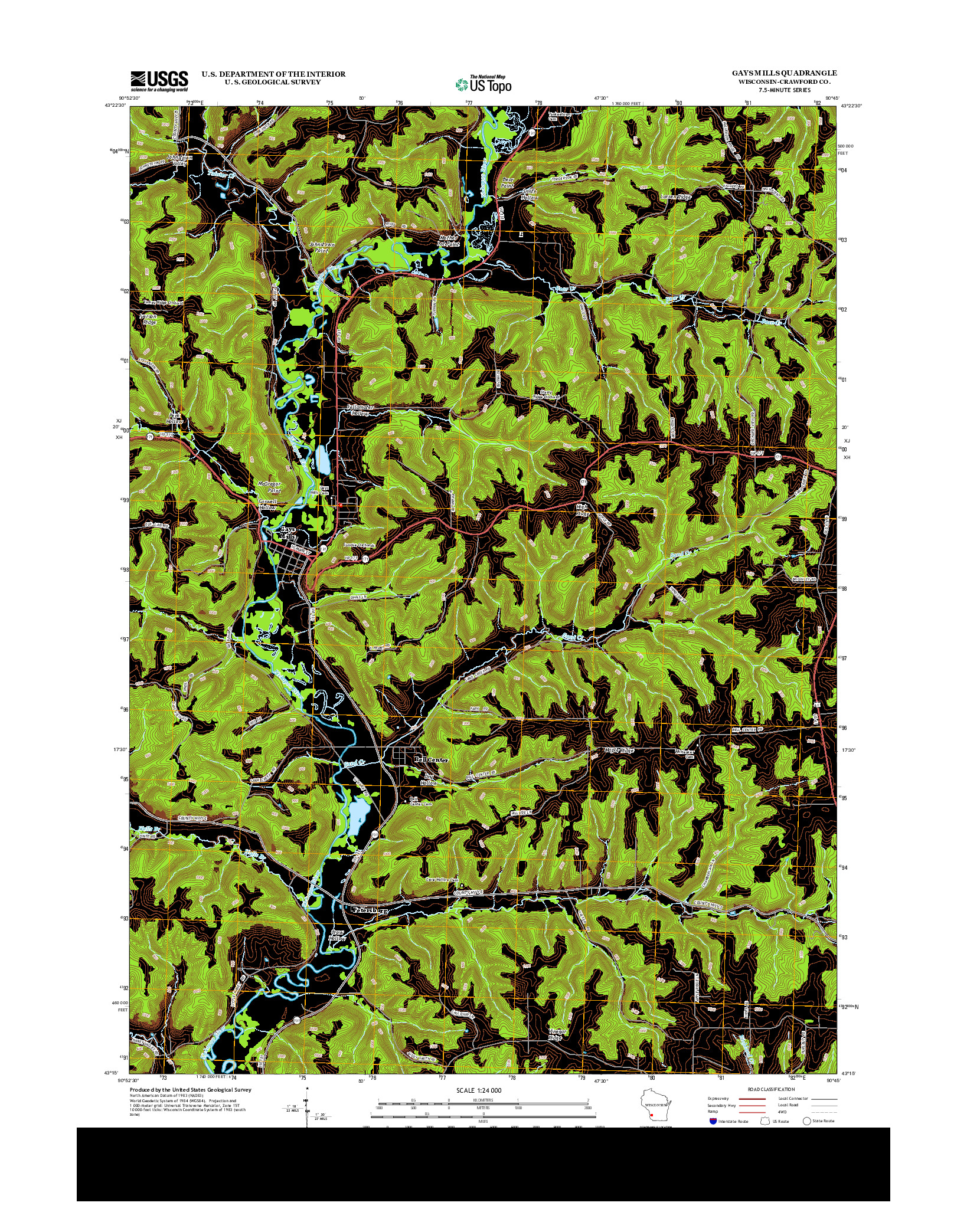 USGS US TOPO 7.5-MINUTE MAP FOR GAYS MILLS, WI 2013