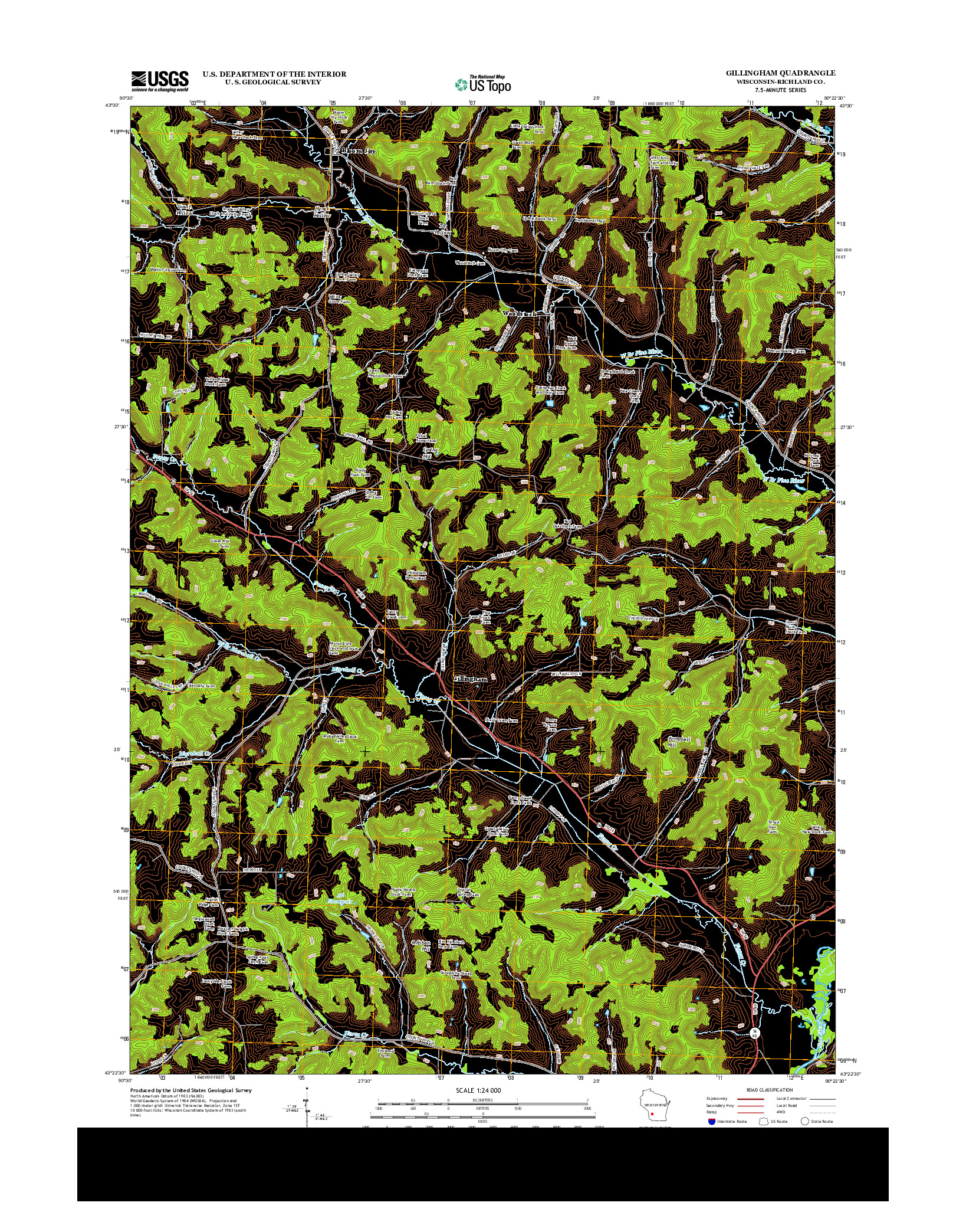 USGS US TOPO 7.5-MINUTE MAP FOR GILLINGHAM, WI 2013