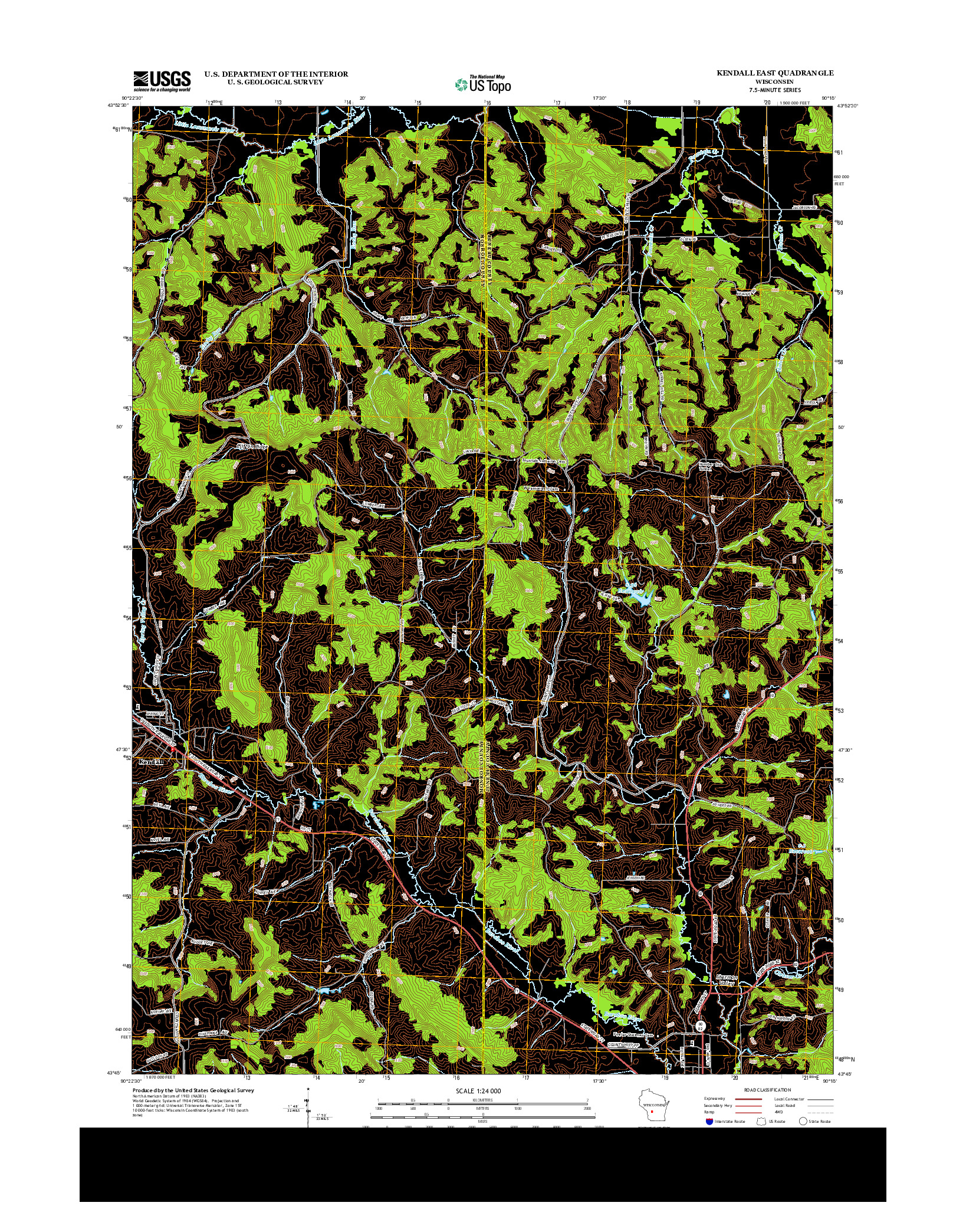 USGS US TOPO 7.5-MINUTE MAP FOR KENDALL EAST, WI 2013