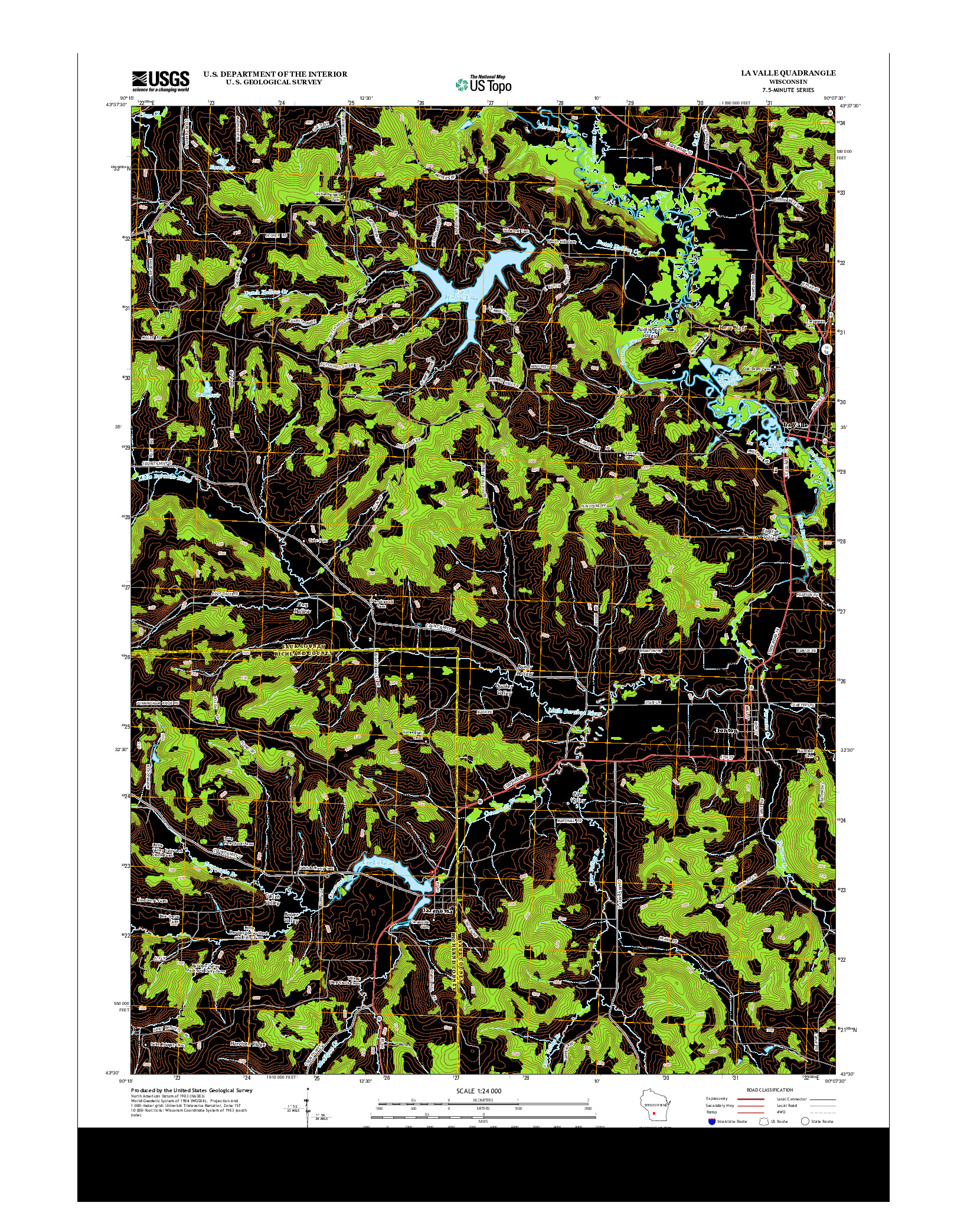 USGS US TOPO 7.5-MINUTE MAP FOR LA VALLE, WI 2013